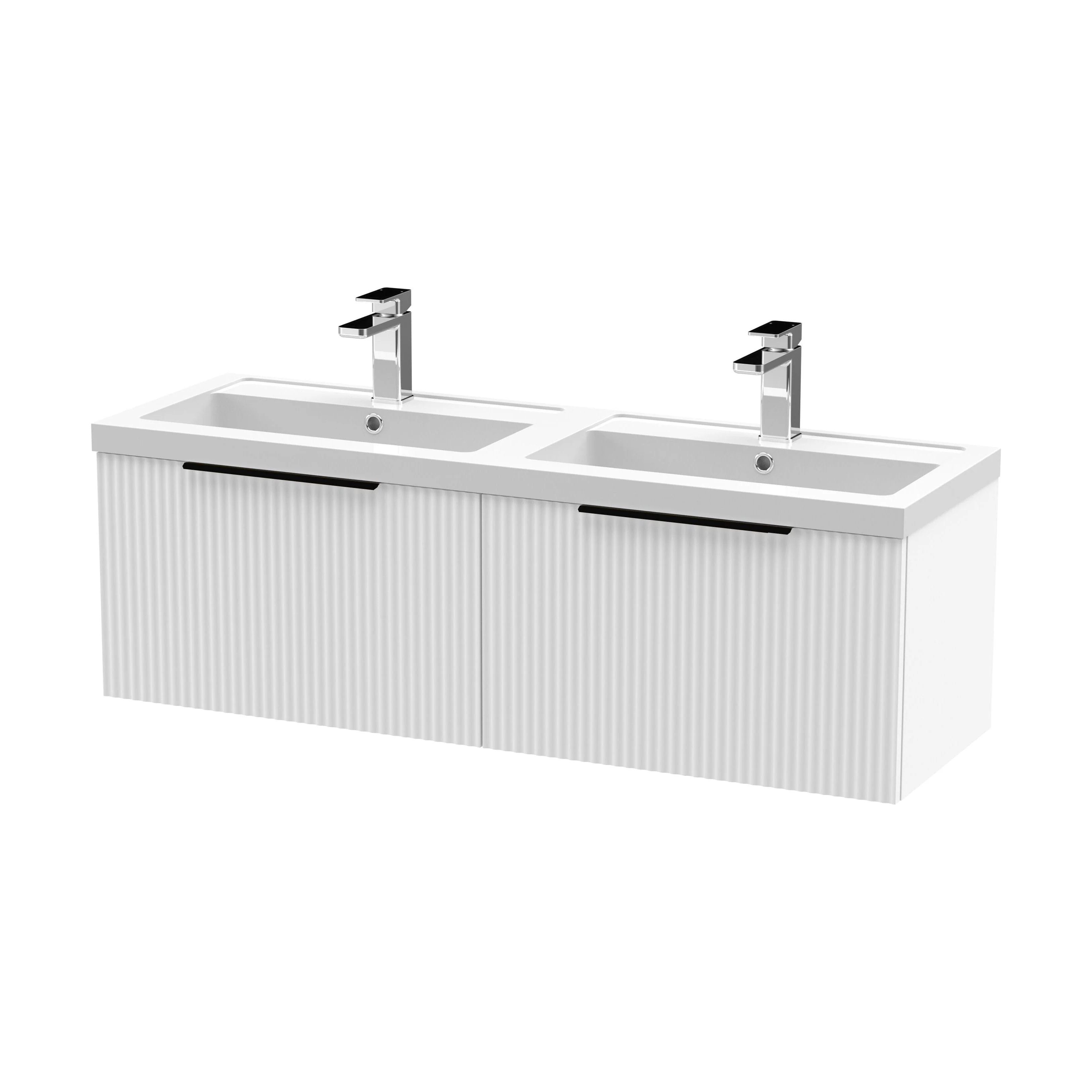 Tixall Fluted Front Wall Hung Vanity Basin Unit 800mm - 2 Drawer - Image 78