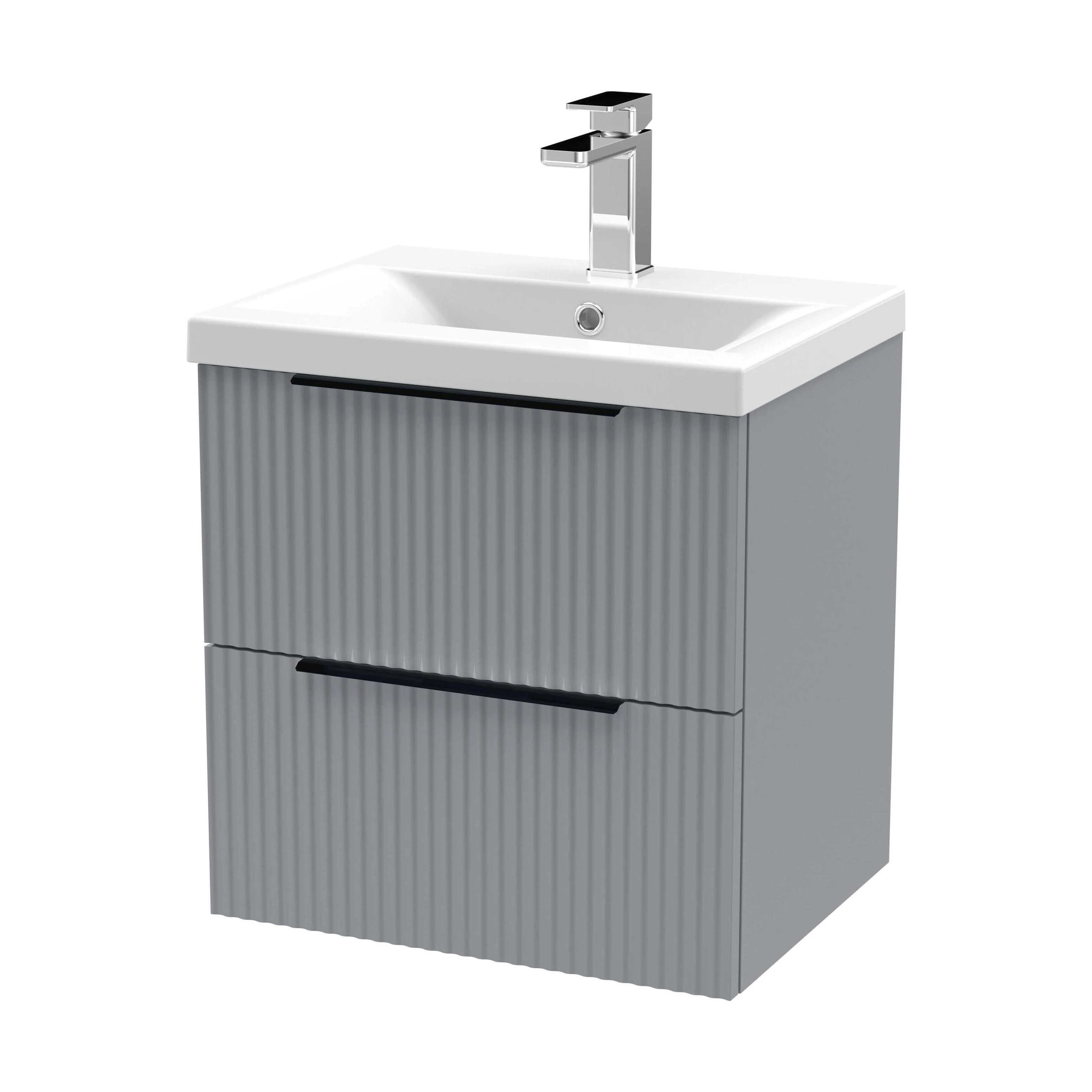 Tixall Fluted Front Wall Hung Vanity Basin Unit 800mm - 2 Drawer - Image 90
