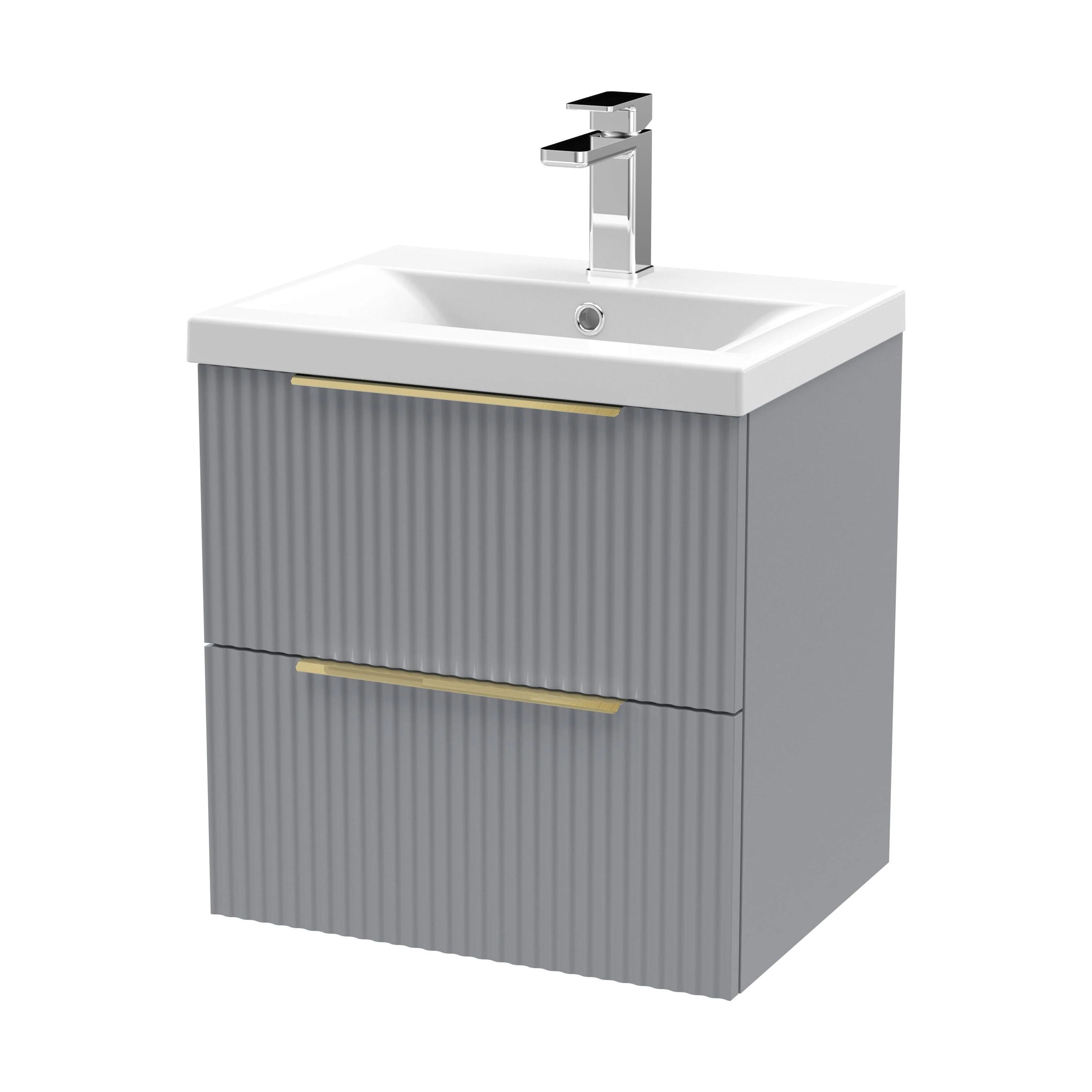 Tixall Fluted Front Wall Hung Vanity Basin Unit 800mm - 2 Drawer - Image 91
