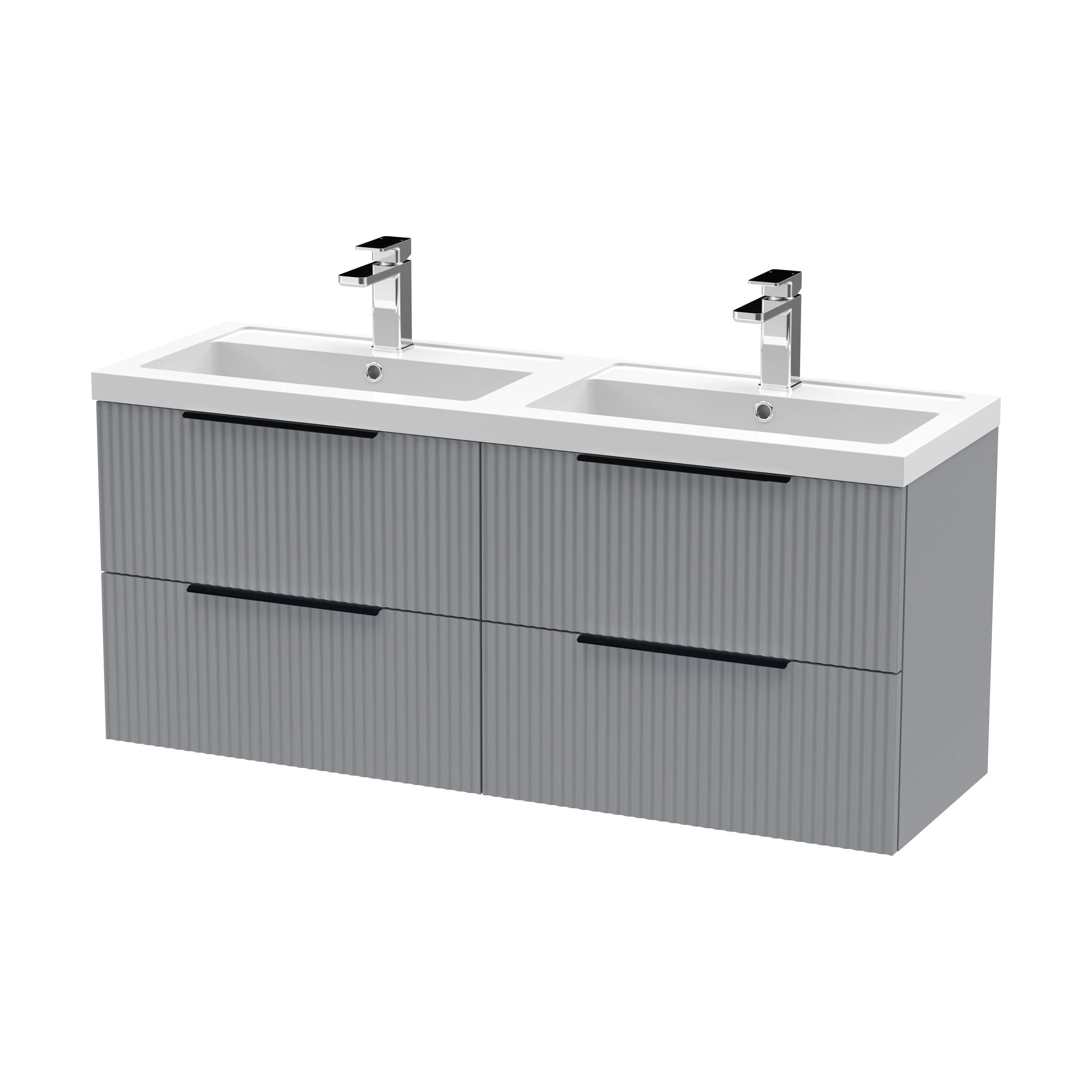 Tixall Fluted Front Wall Hung Vanity Basin Unit 800mm - 2 Drawer - Image 96