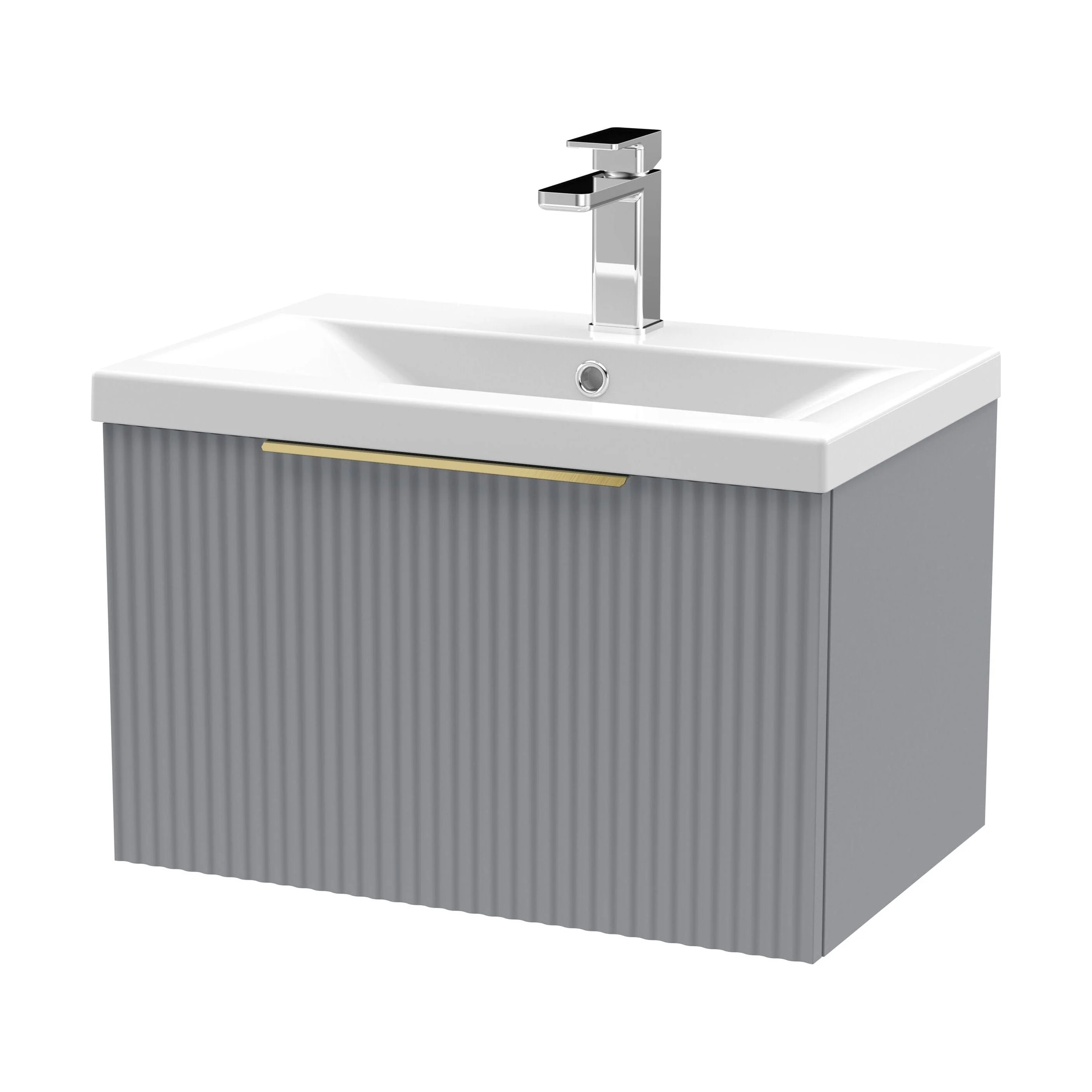 Tixall Fluted Front Wall Hung Vanity Basin Unit 800mm - 1 Drawer - Image 100