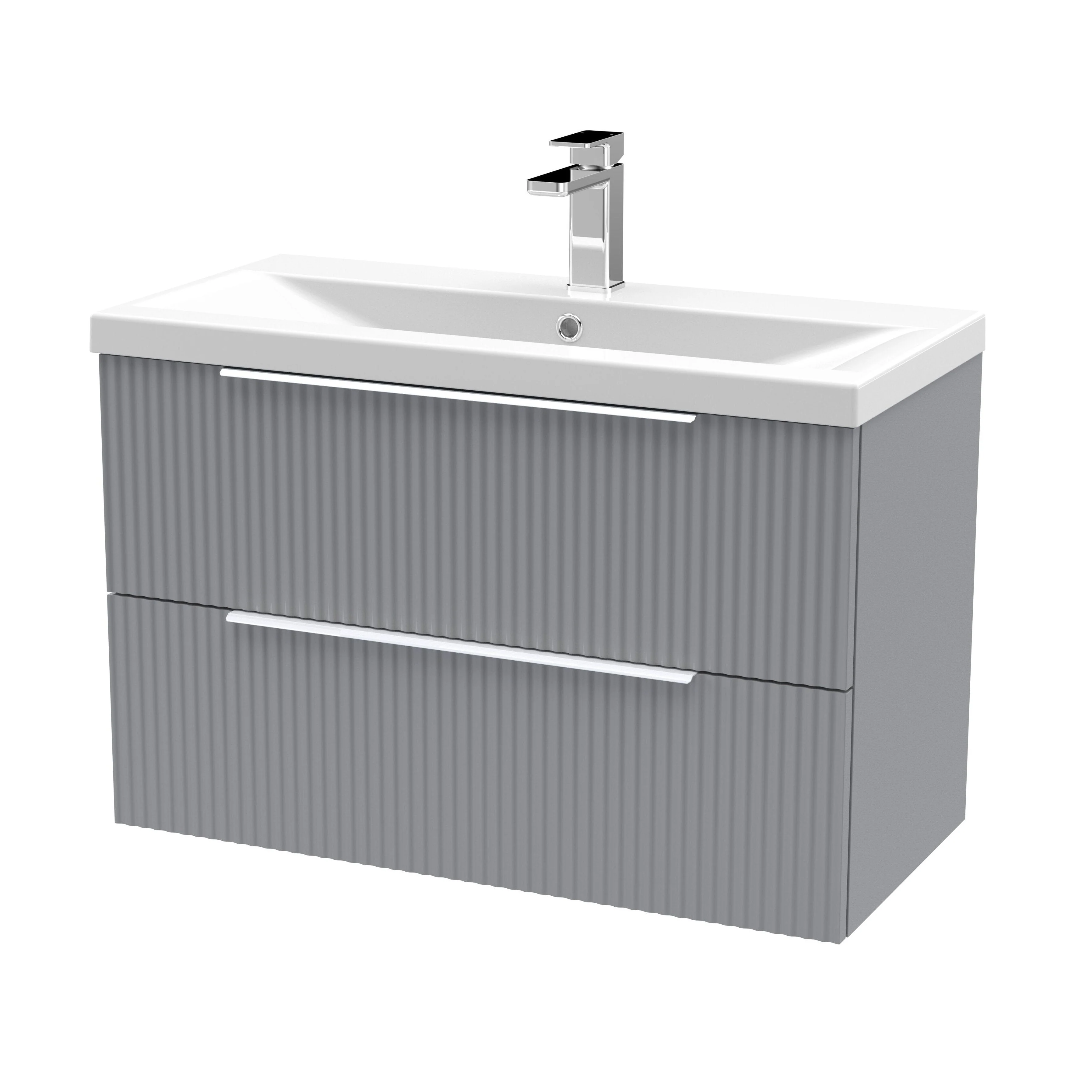 Tixall Fluted Front Wall Hung Vanity Basin Unit 800mm - 1 Drawer - Image 104