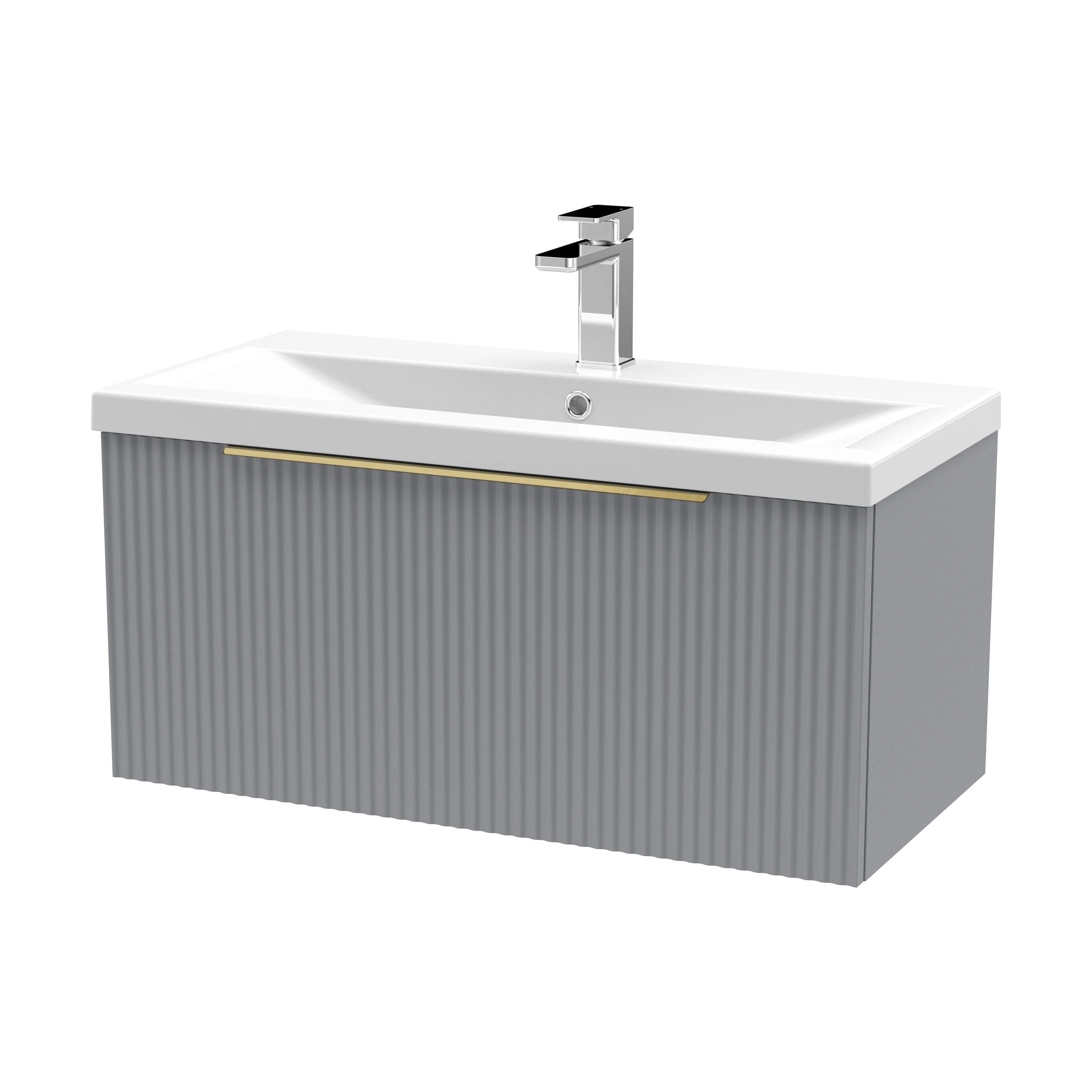 Tixall Fluted Front Wall Hung Vanity Basin Unit 800mm - 1 Drawer - Image 109