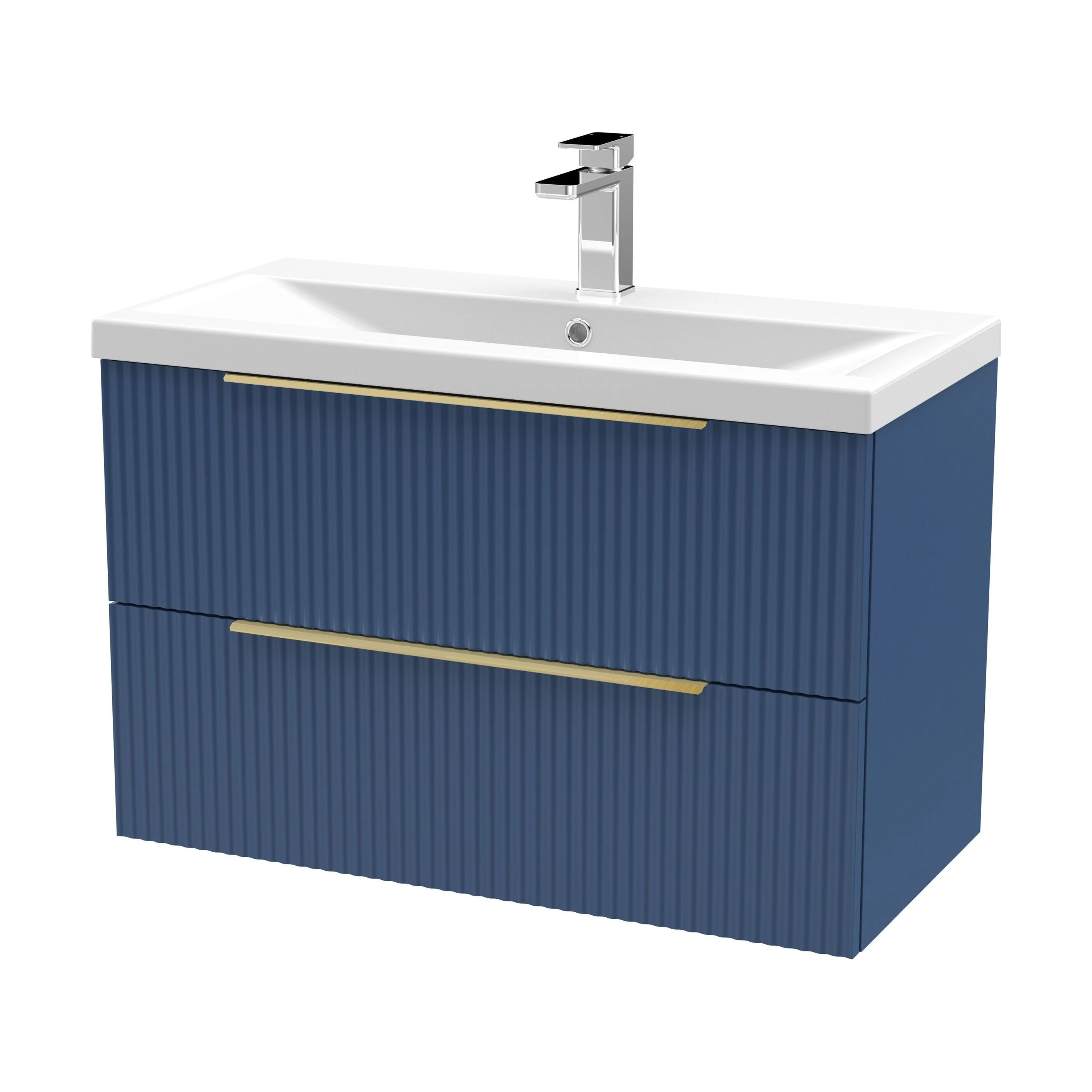 Tixall Fluted Front Wall Hung Vanity Basin Unit 800mm - 1 Drawer - Image 130