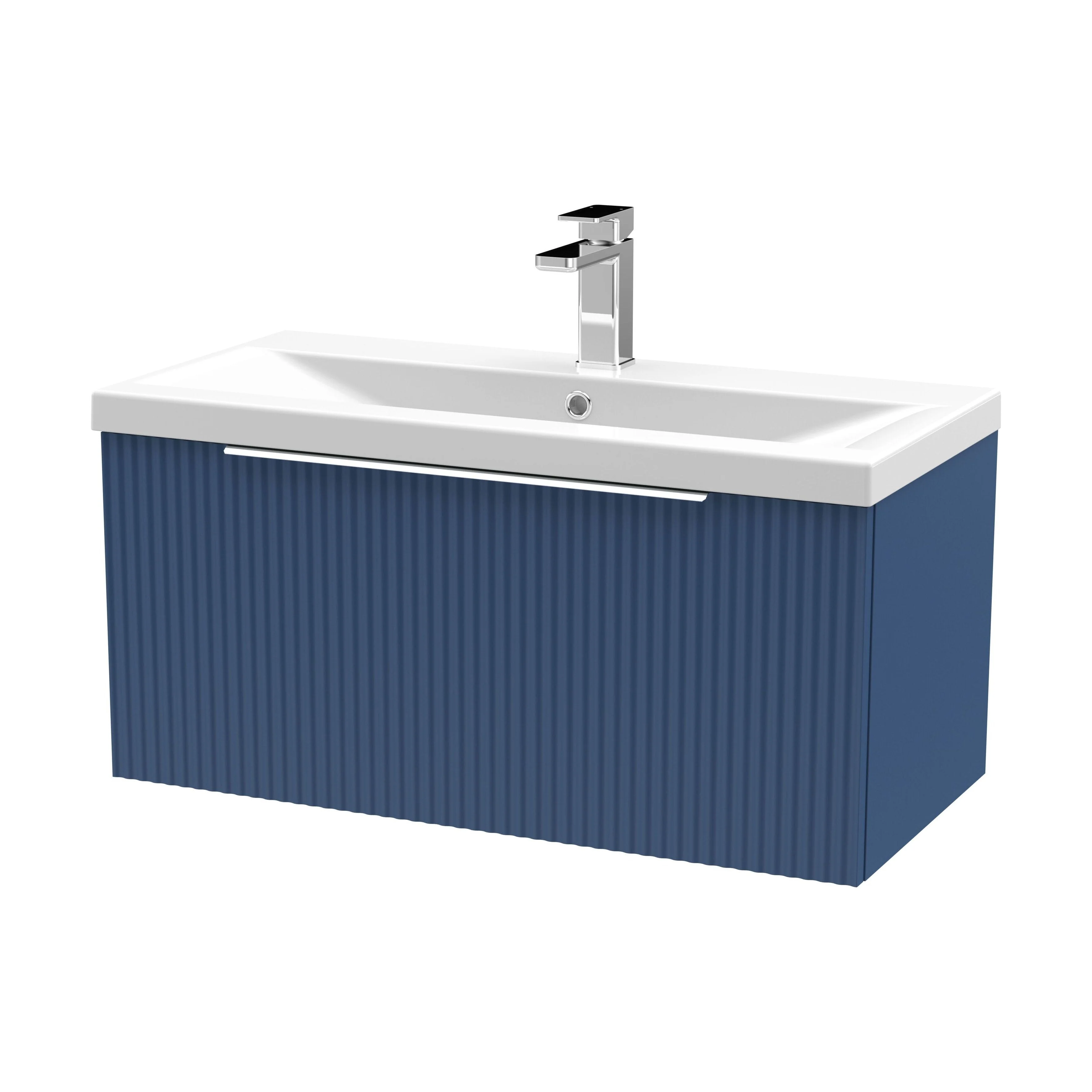 Tixall Fluted Front Wall Hung Vanity Basin Unit 800mm - 1 Drawer - Image 131