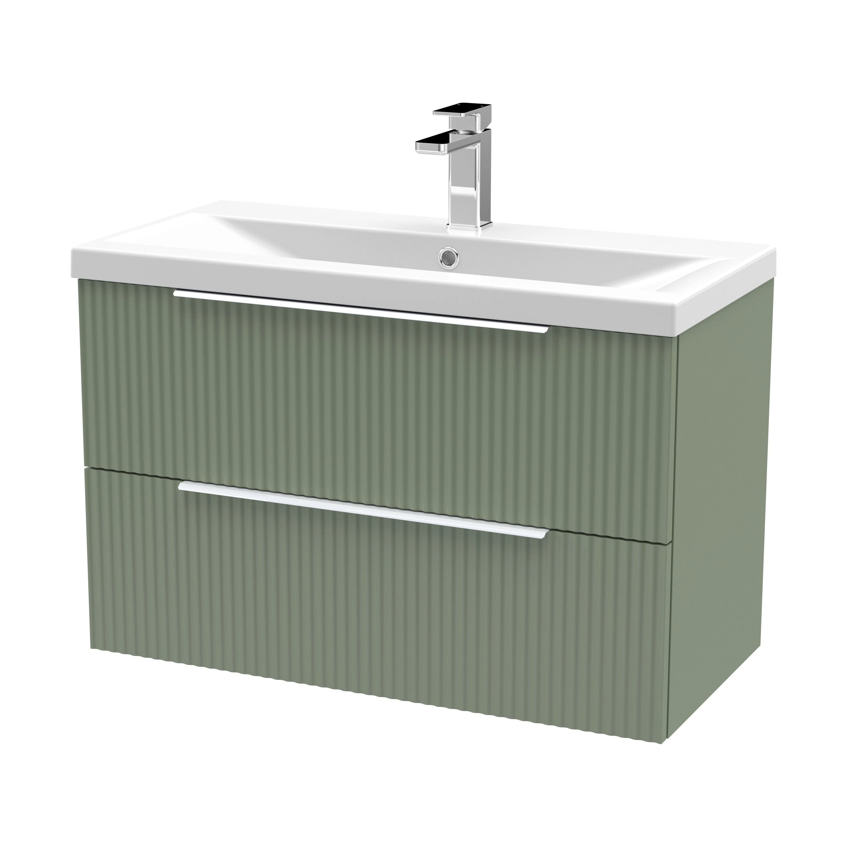 Tixall Fluted Front Wall Hung Vanity Basin Unit 800mm - 1 Drawer - Image 152