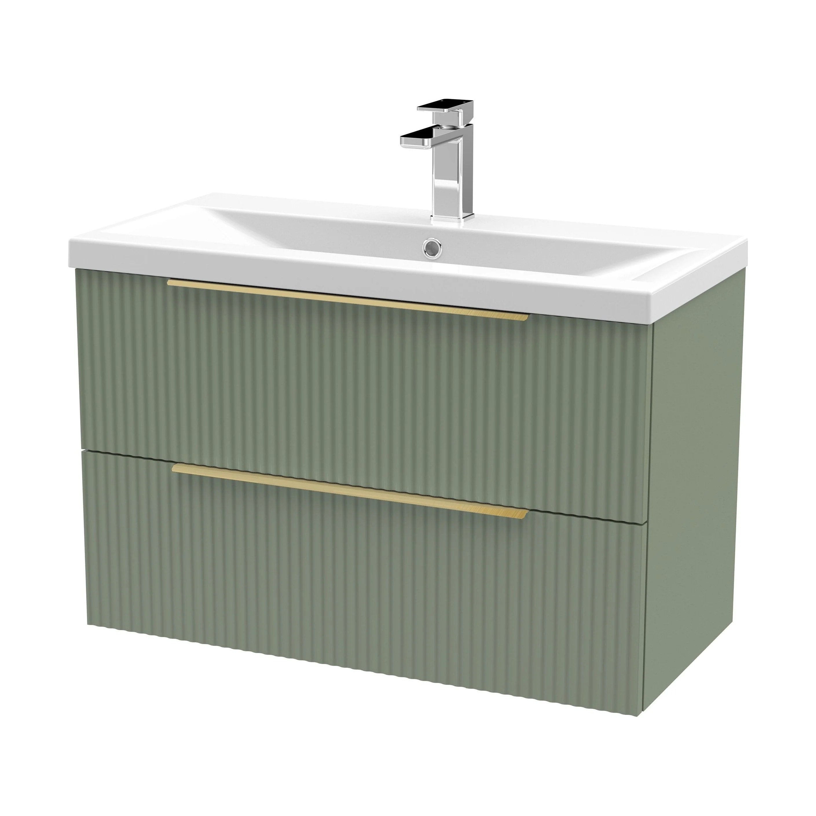 Tixall Fluted Front Wall Hung Vanity Basin Unit 800mm - 1 Drawer - Image 154