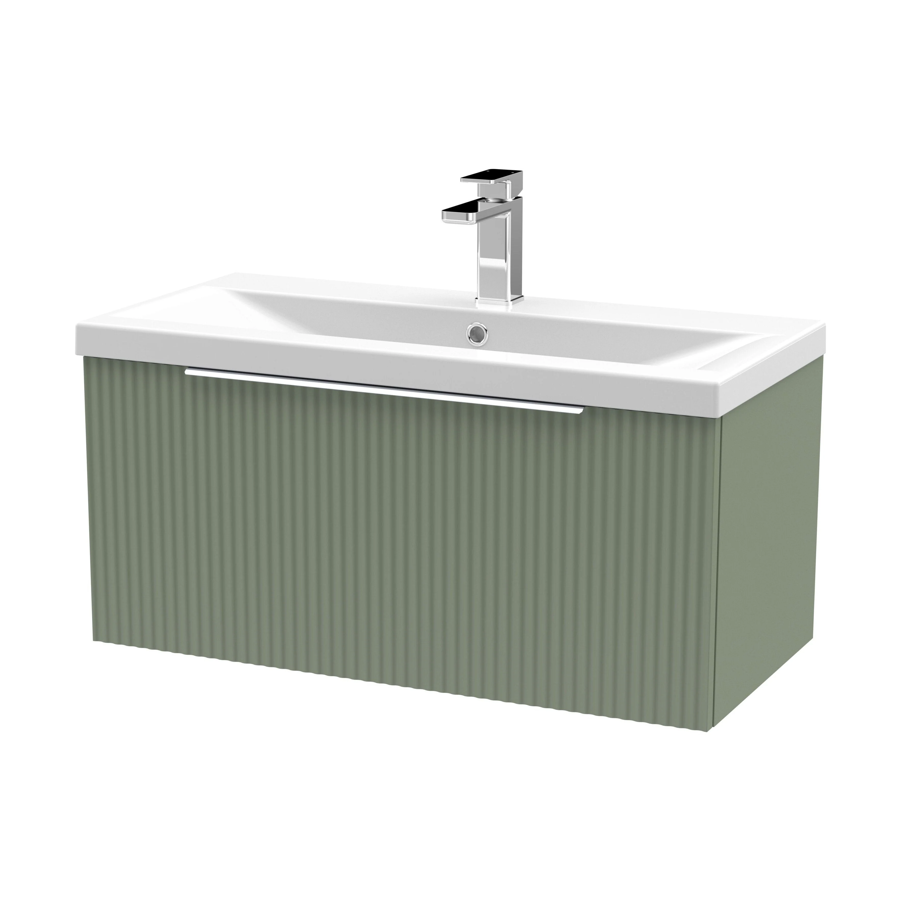 Tixall Fluted Front Wall Hung Vanity Basin Unit 800mm - 1 Drawer - Image 155