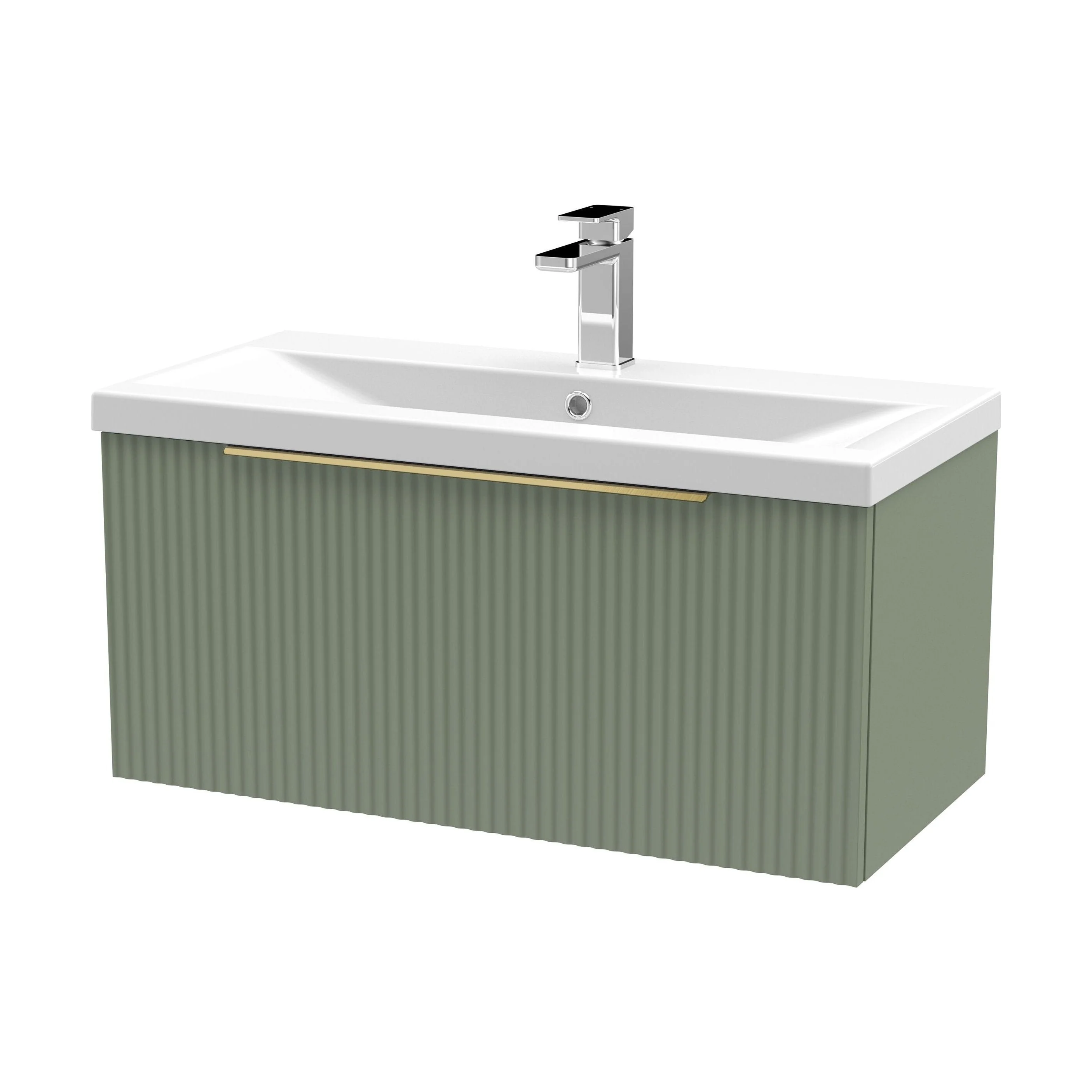 Tixall Fluted Front Wall Hung Vanity Basin Unit 800mm - 1 Drawer - Image 157