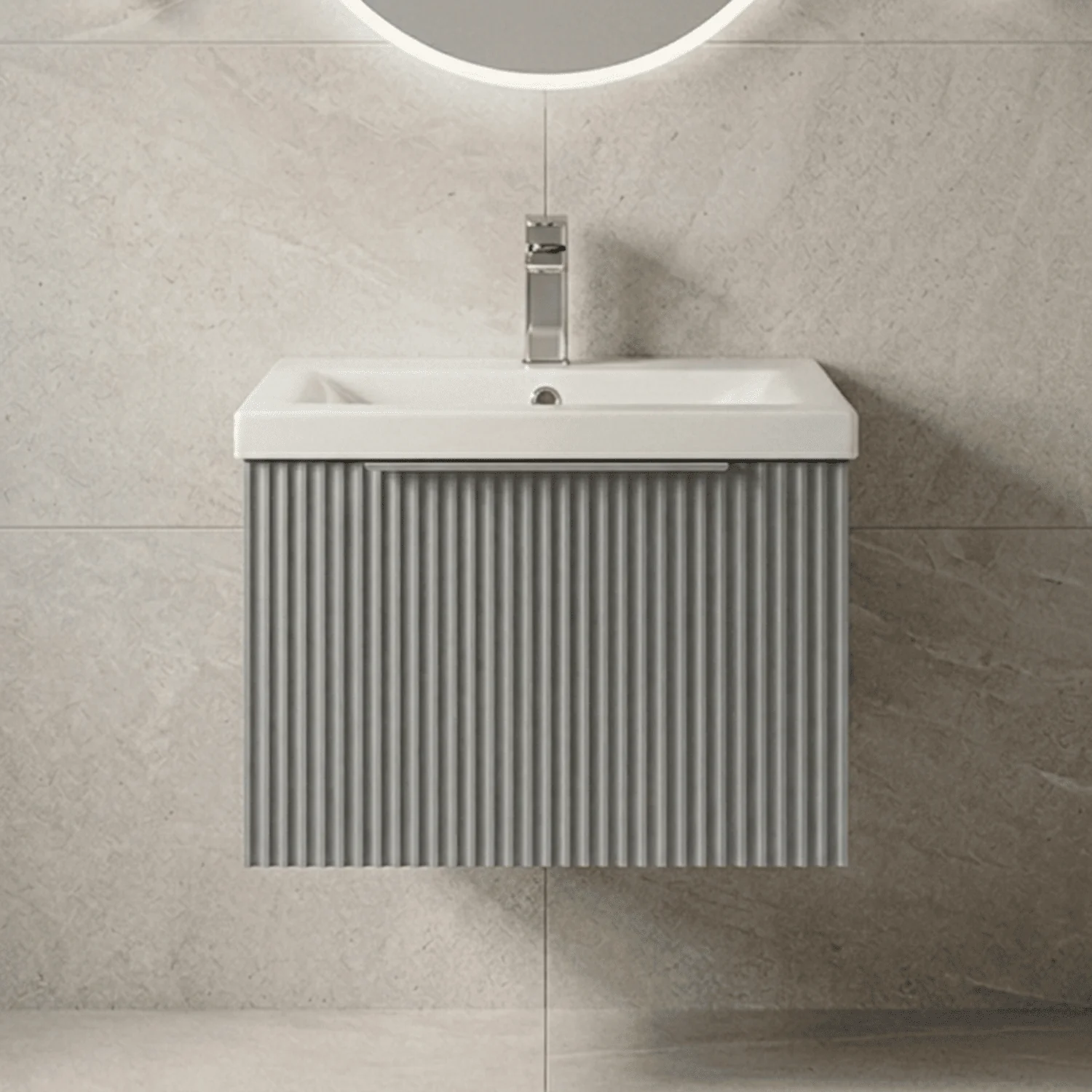 Tixall Fluted Front Wall Hung Vanity Basin Unit 800mm - 1 Drawer - Image 17