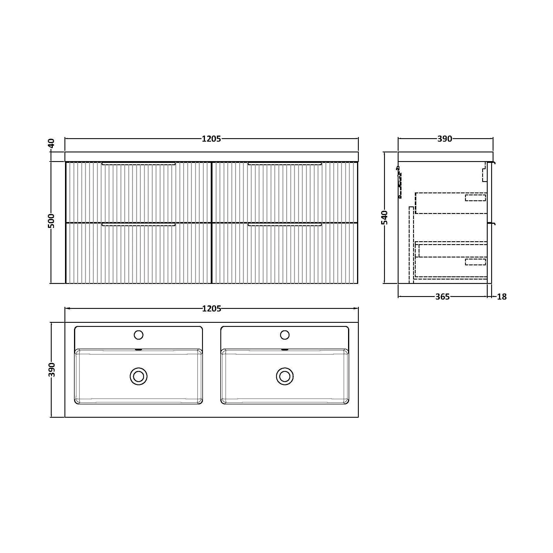 Tixall Fluted Front Wall Hung Vanity Basin Unit 800mm - 1 Drawer - Image 185
