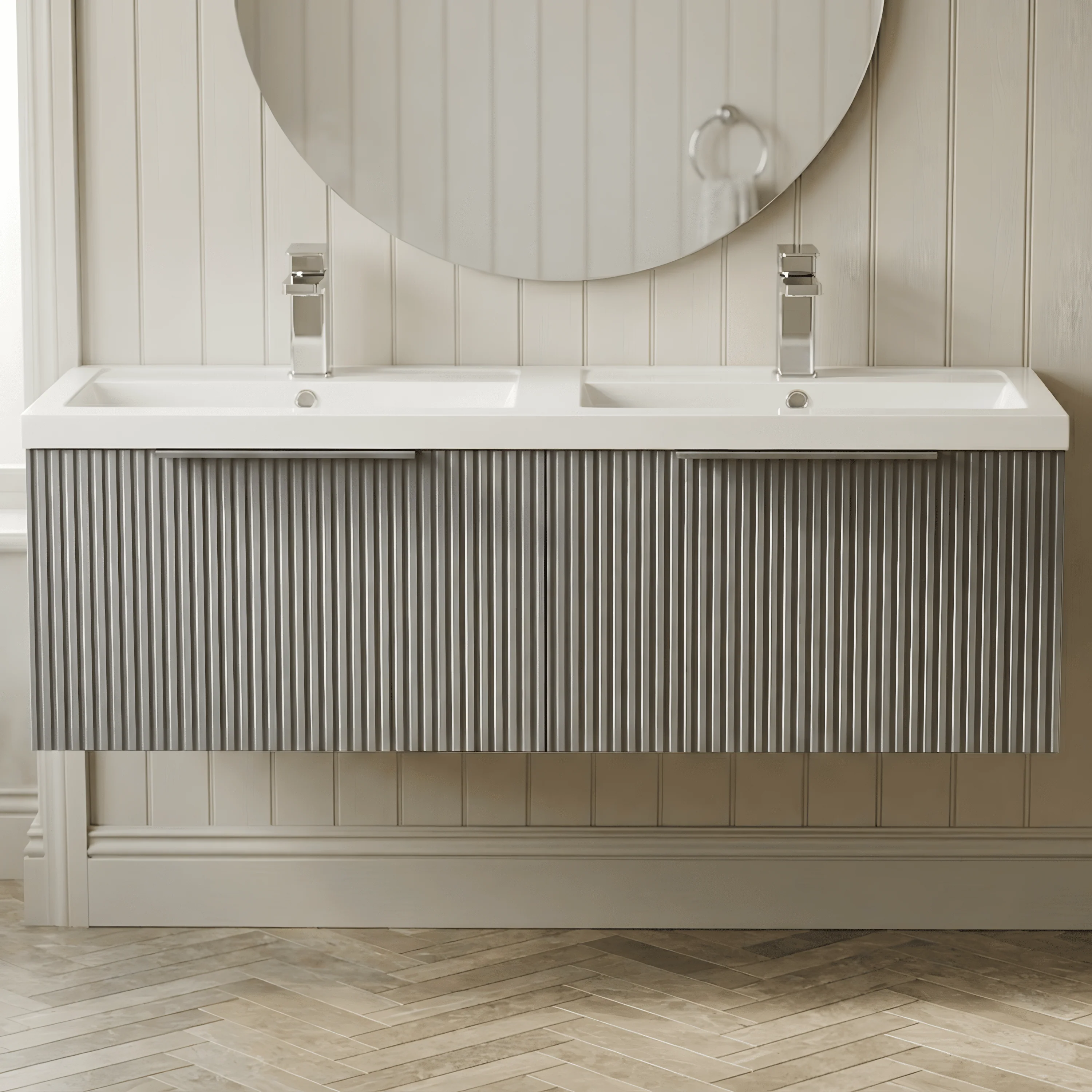 Tixall Fluted Front Wall Hung Vanity Basin Unit 800mm - 1 Drawer - Image 22