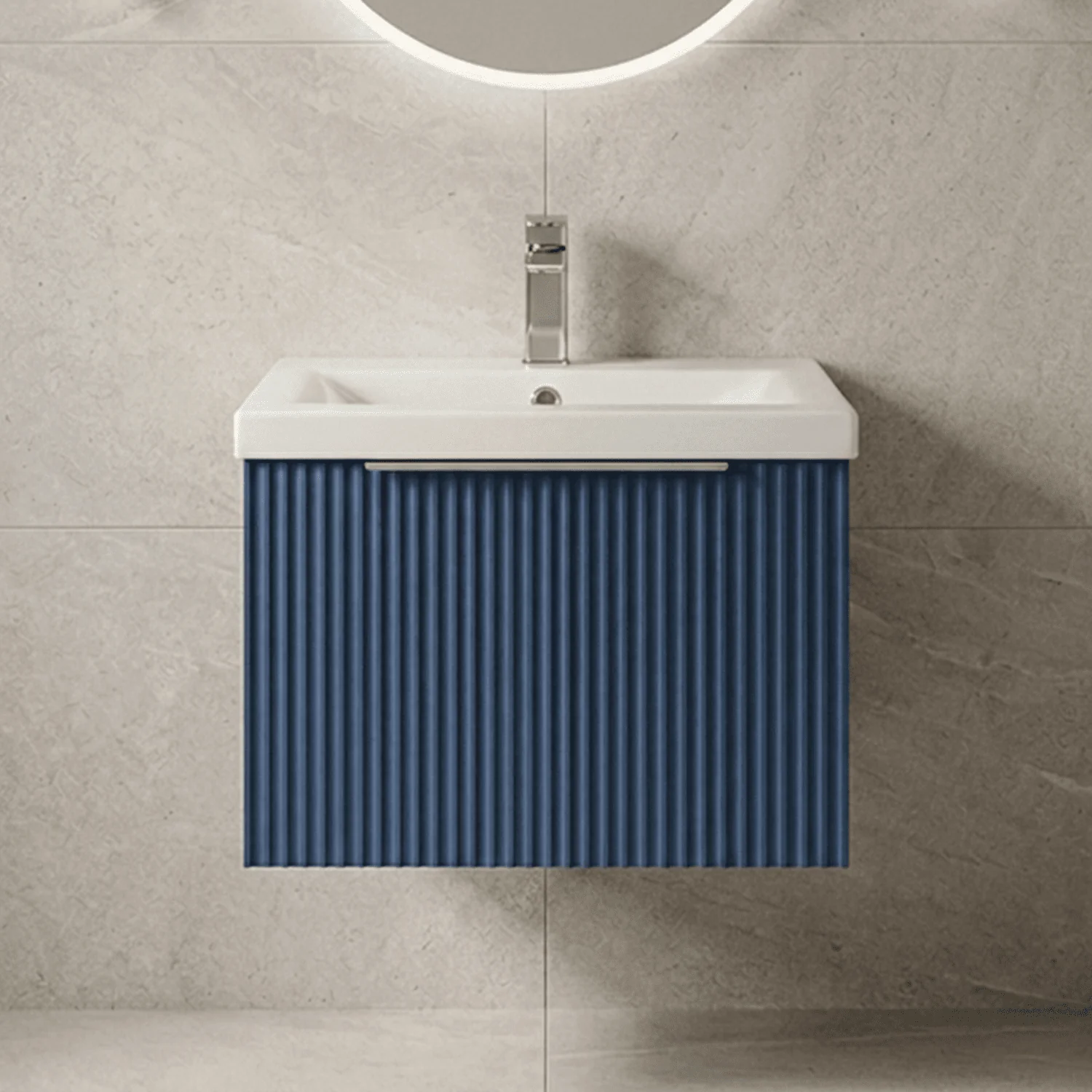 Tixall Fluted Front Wall Hung Vanity Basin Unit 800mm - 1 Drawer - Image 24