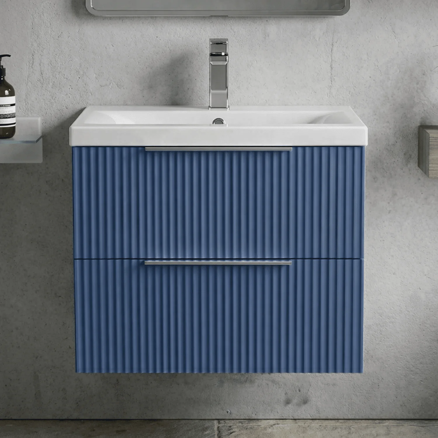 Tixall Fluted Front Wall Hung Vanity Basin Unit 800mm - 1 Drawer - Image 26