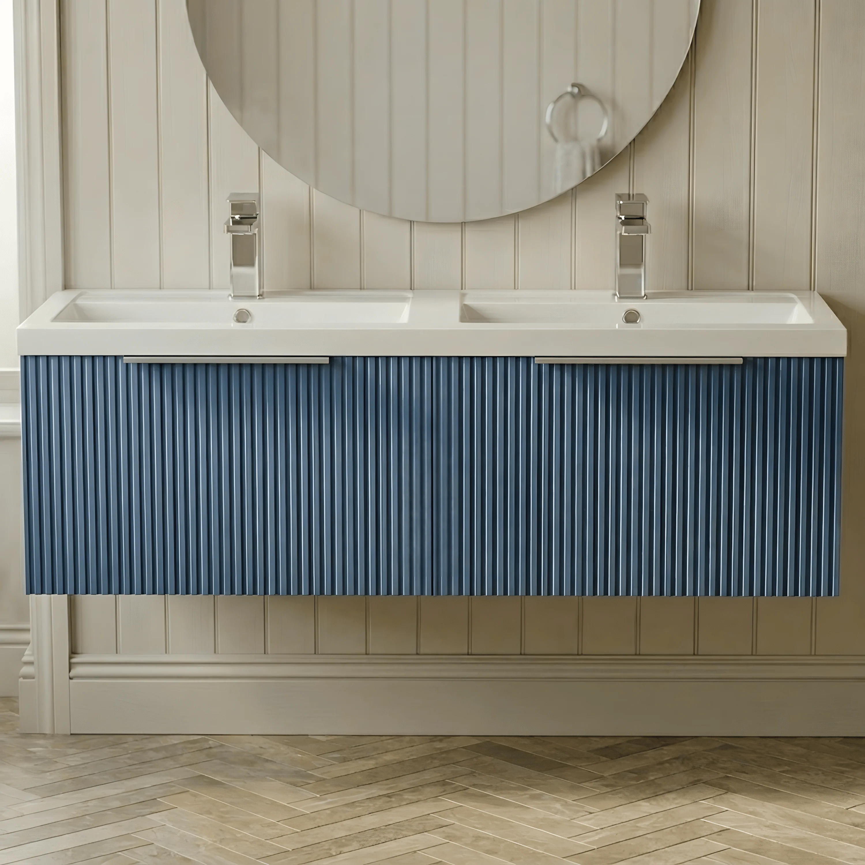 Tixall Fluted Front Wall Hung Vanity Basin Unit 800mm - 1 Drawer - Image 29