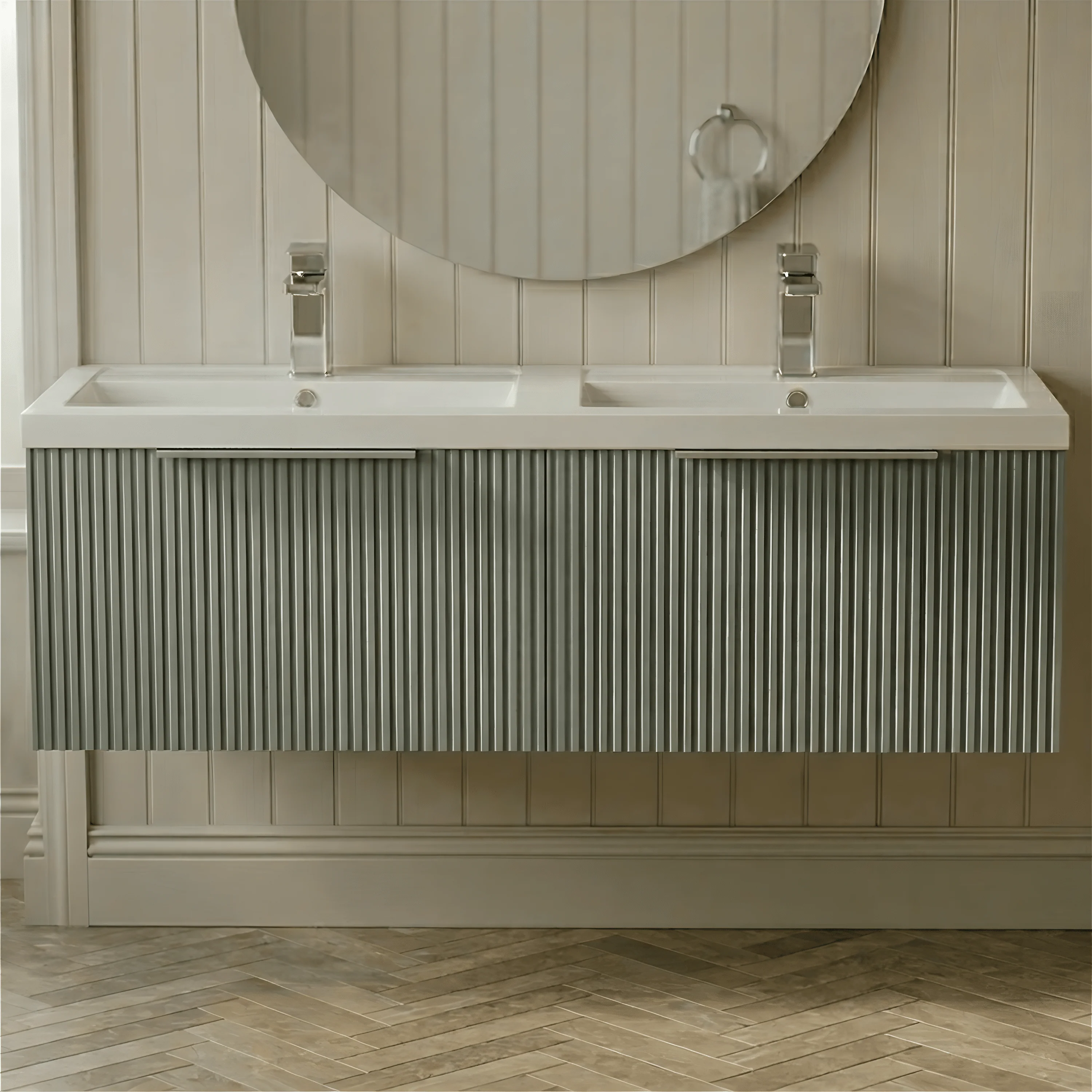 Tixall Fluted Front Wall Hung Vanity Basin Unit 800mm - 1 Drawer - Image 36