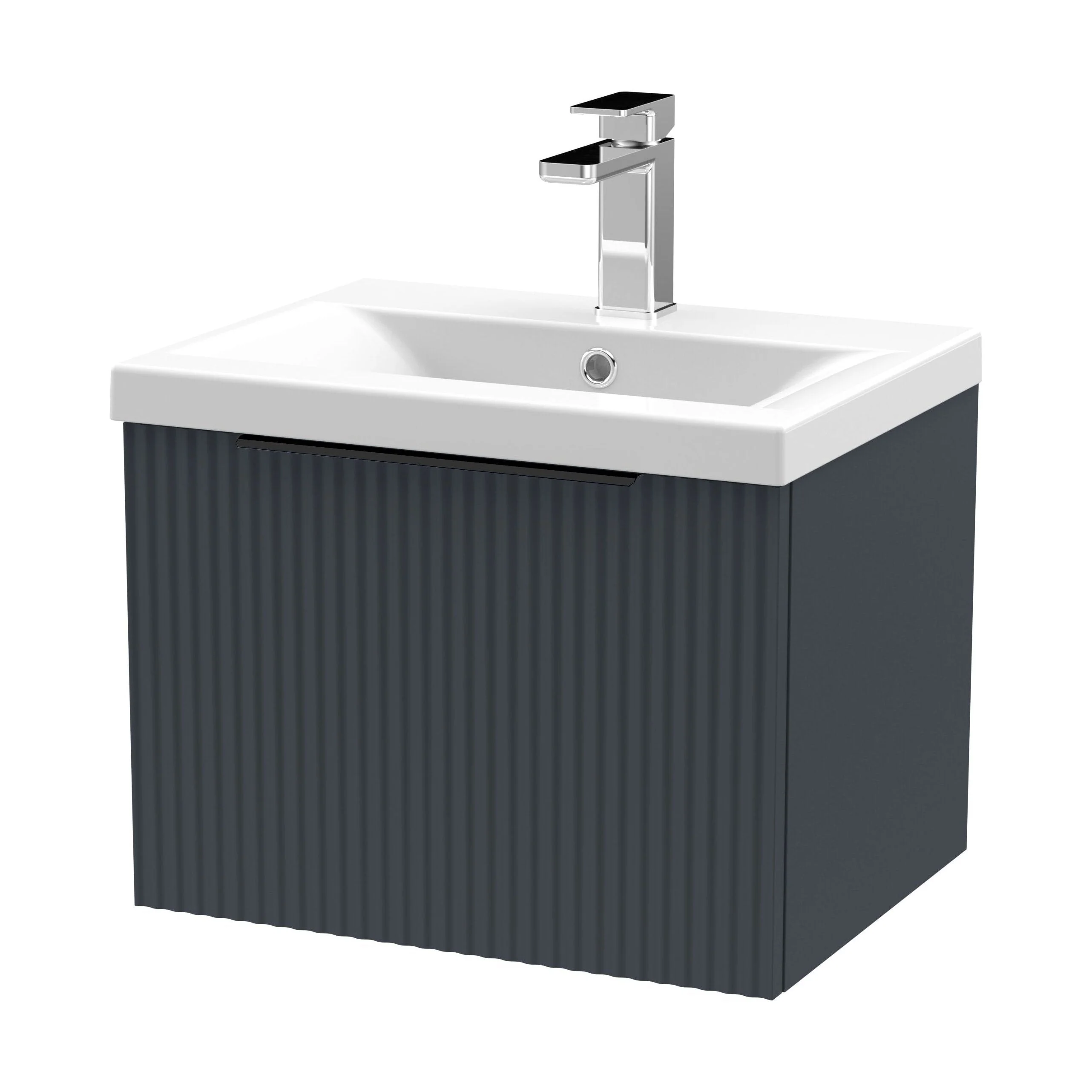 Tixall Fluted Front Wall Hung Vanity Basin Unit 800mm - 1 Drawer - Image 39