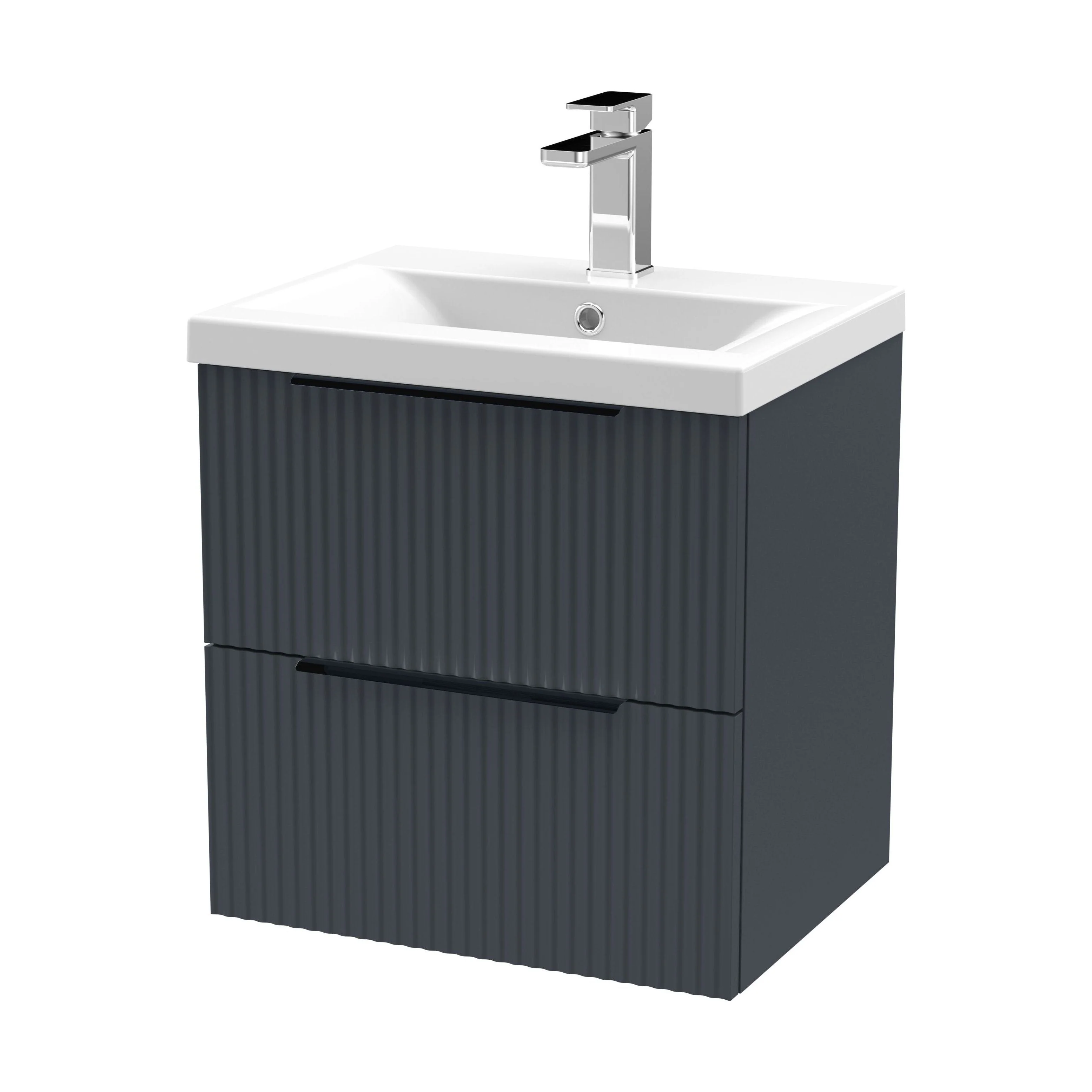 Tixall Fluted Front Wall Hung Vanity Basin Unit 800mm - 1 Drawer - Image 42