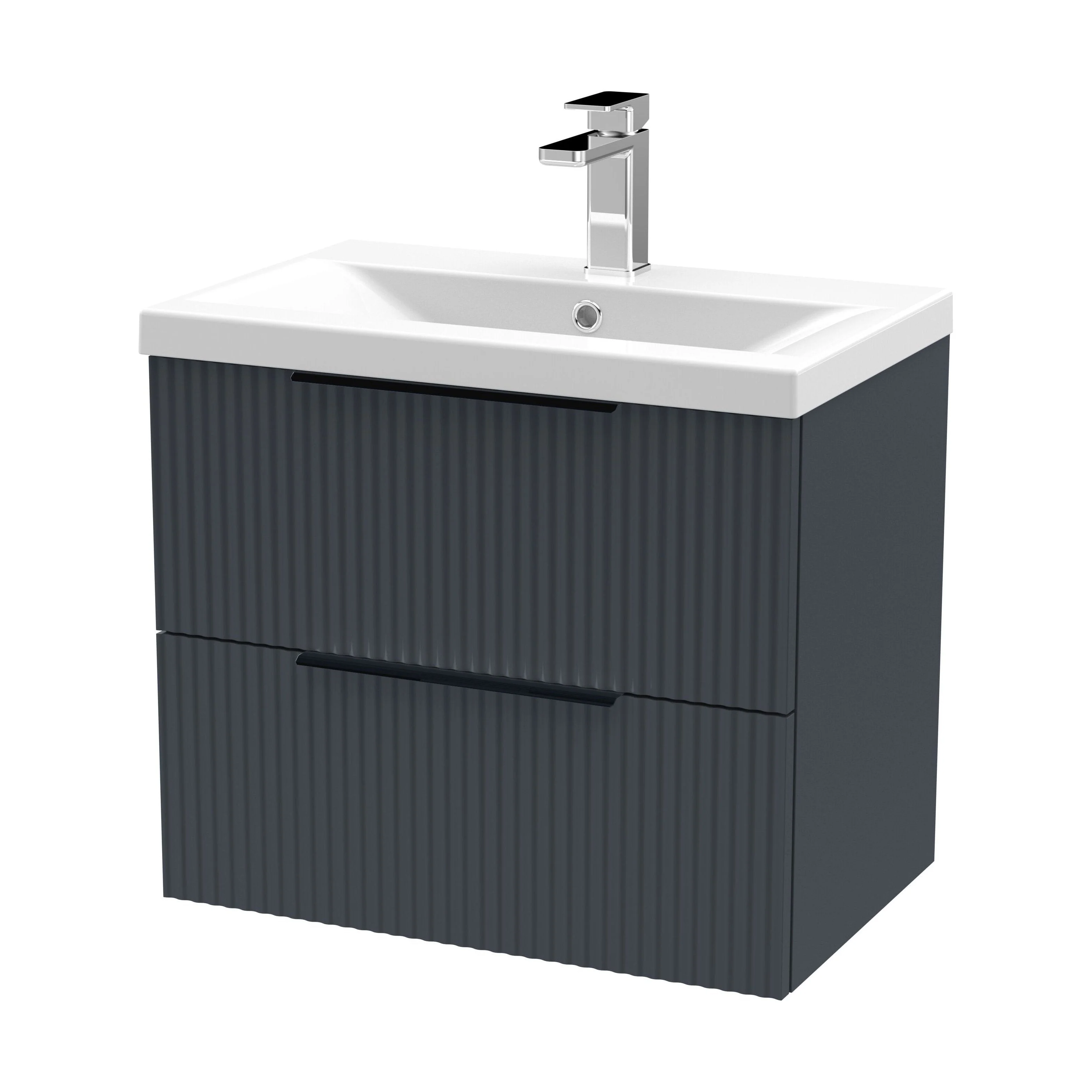 Tixall Fluted Front Wall Hung Vanity Basin Unit 800mm - 1 Drawer - Image 45