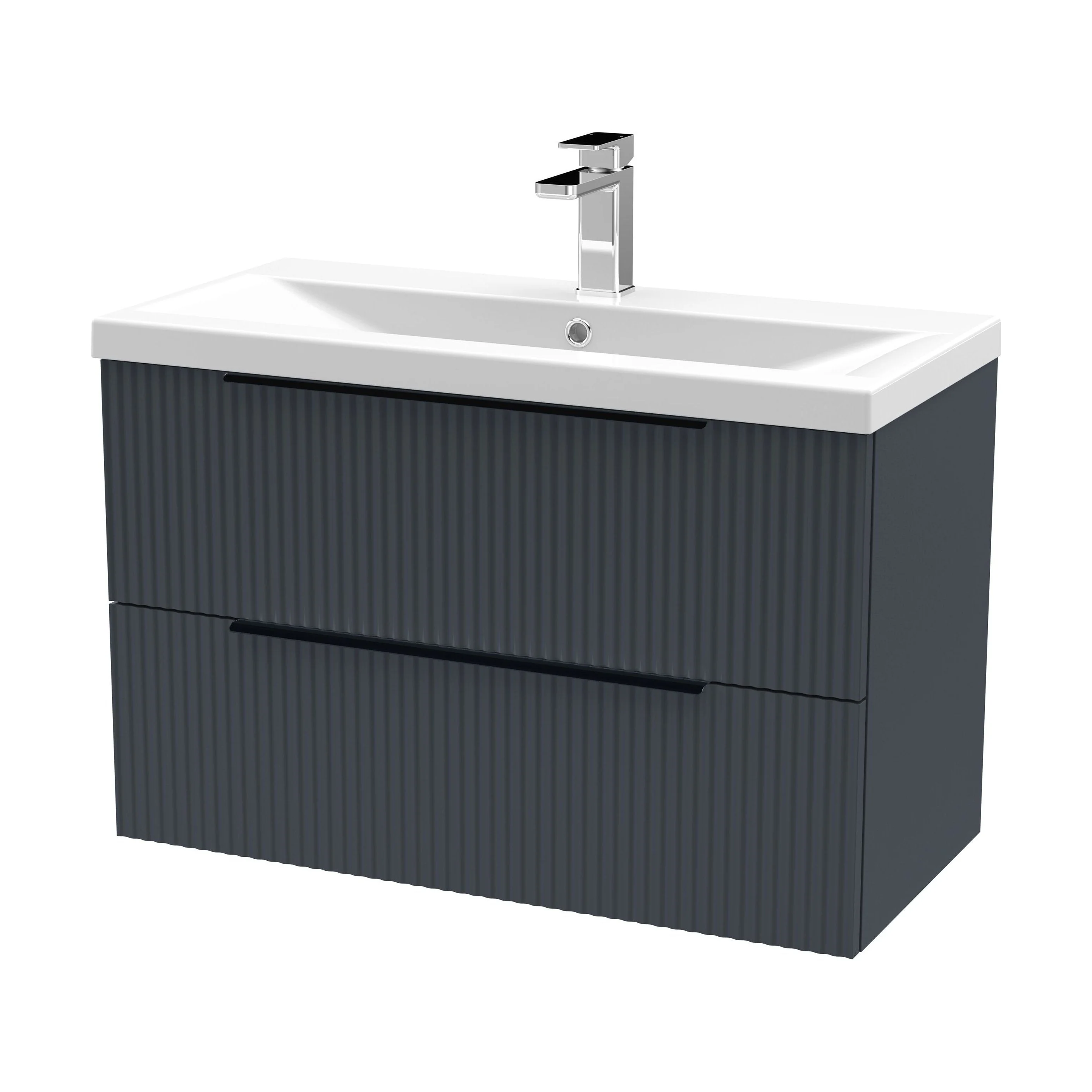 Tixall Fluted Front Wall Hung Vanity Basin Unit 800mm - 1 Drawer - Image 57
