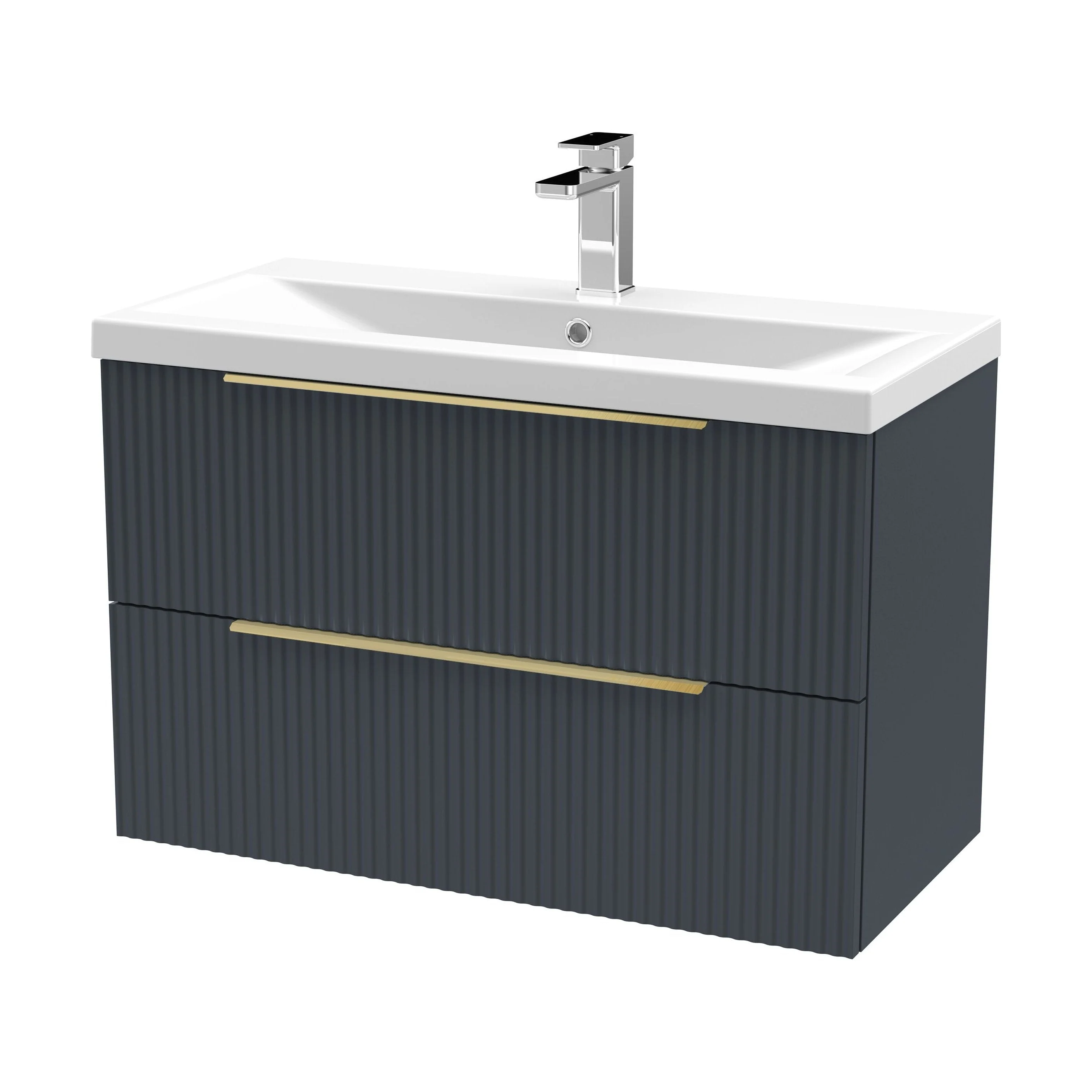 Tixall Fluted Front Wall Hung Vanity Basin Unit 800mm - 1 Drawer - Image 58
