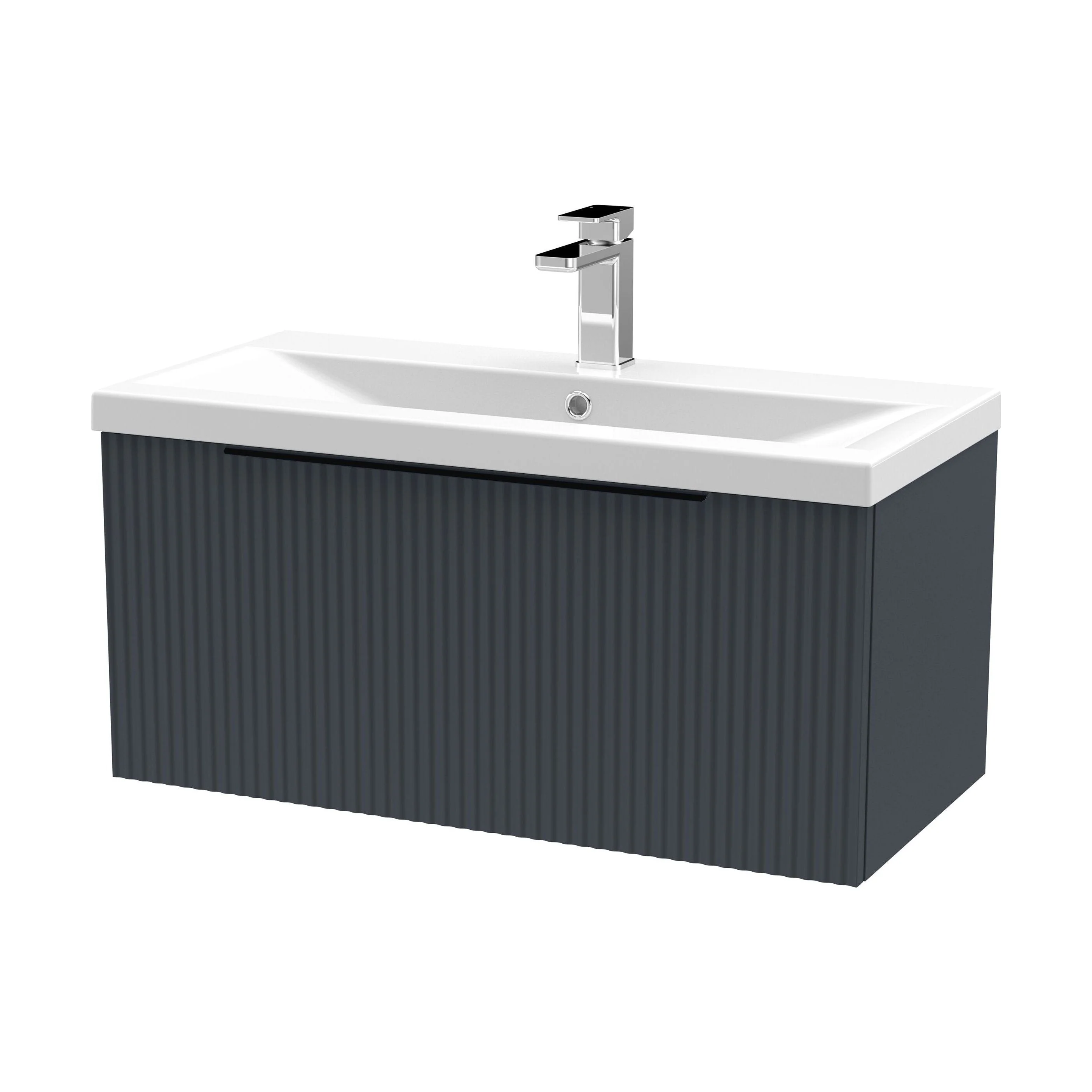 Tixall Fluted Front Wall Hung Vanity Basin Unit 800mm - 1 Drawer - Image 60