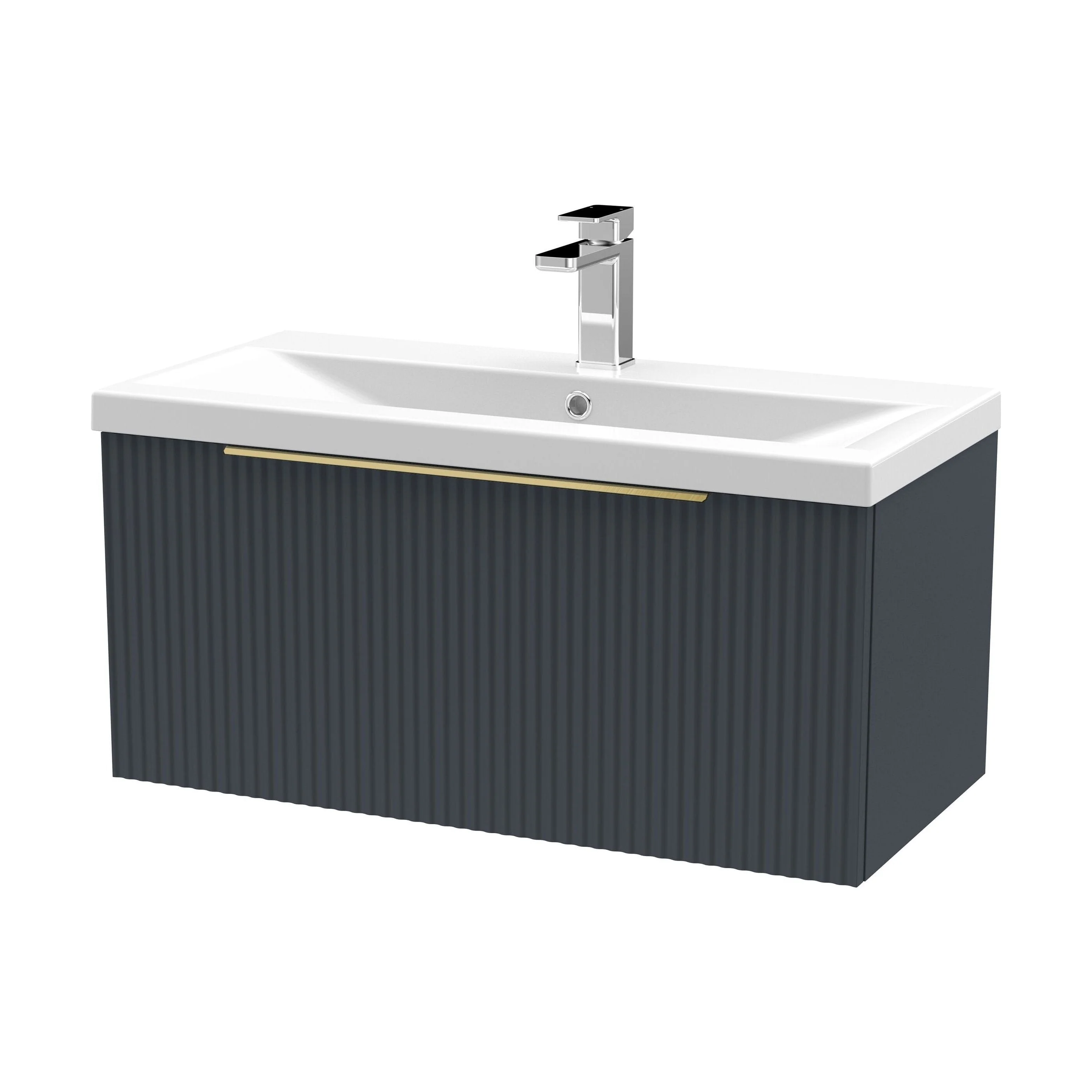 Tixall Fluted Front Wall Hung Vanity Basin Unit 800mm - 1 Drawer - Image 61