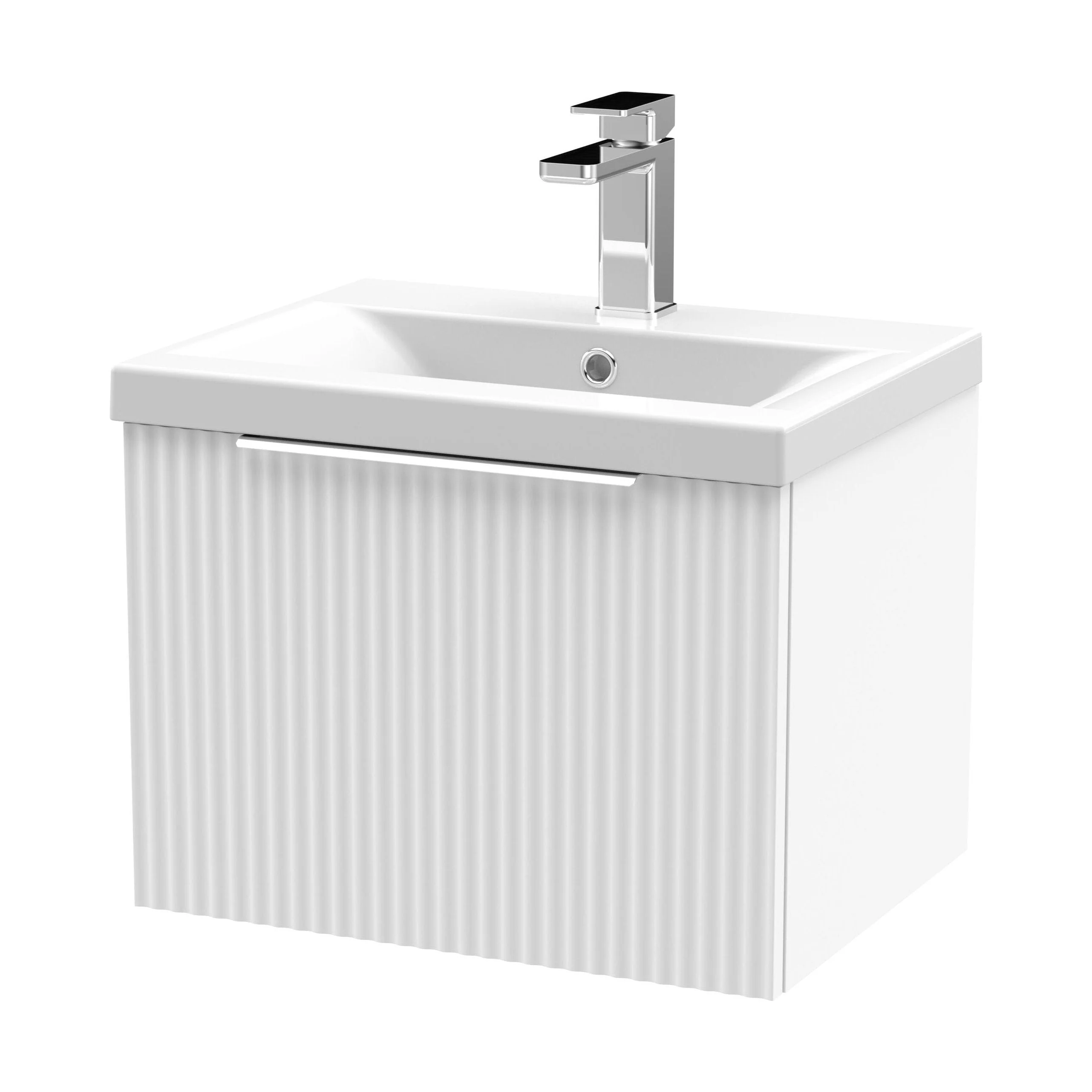 Tixall Fluted Front Wall Hung Vanity Basin Unit 800mm - 1 Drawer - Image 62