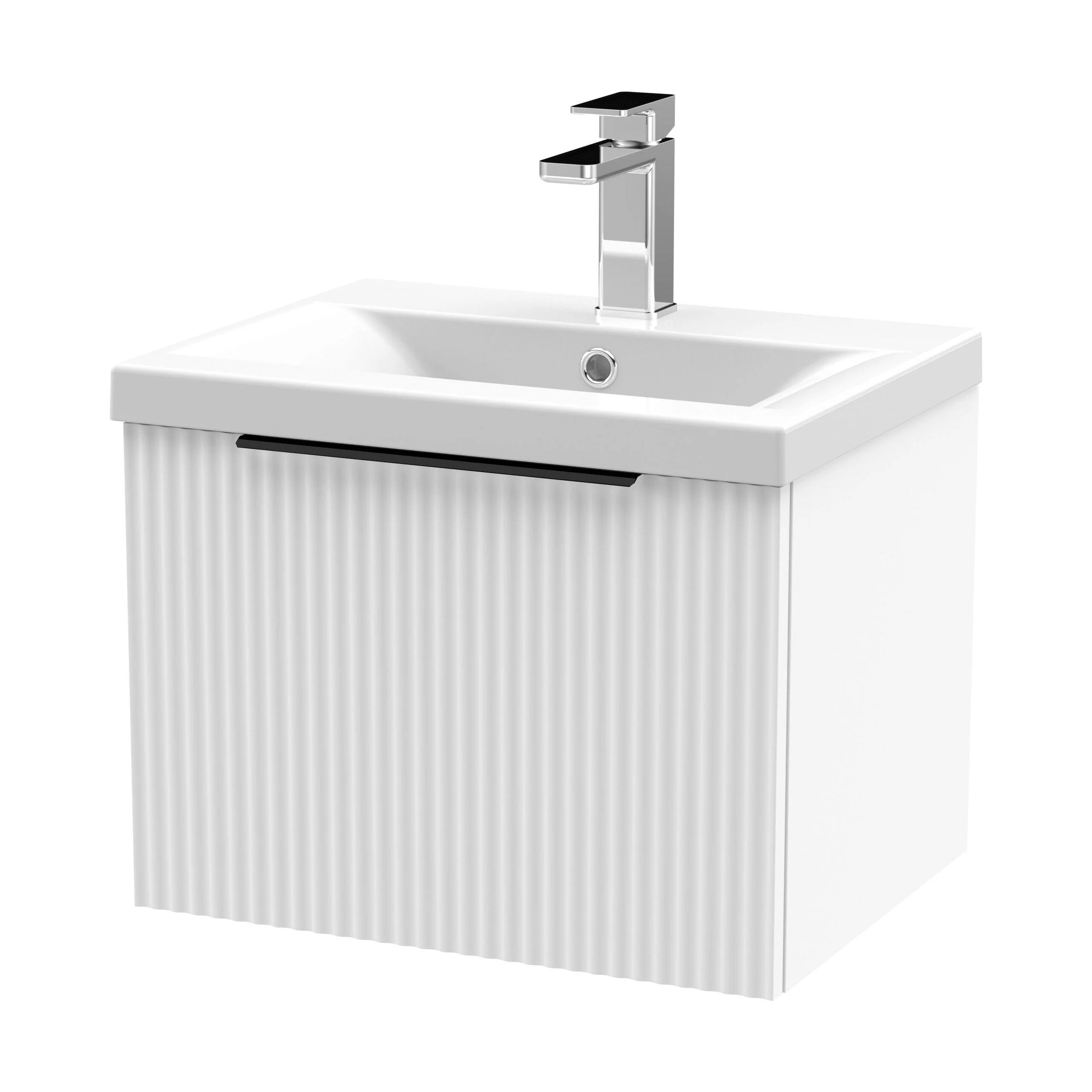Tixall Fluted Front Wall Hung Vanity Basin Unit 800mm - 1 Drawer - Image 63