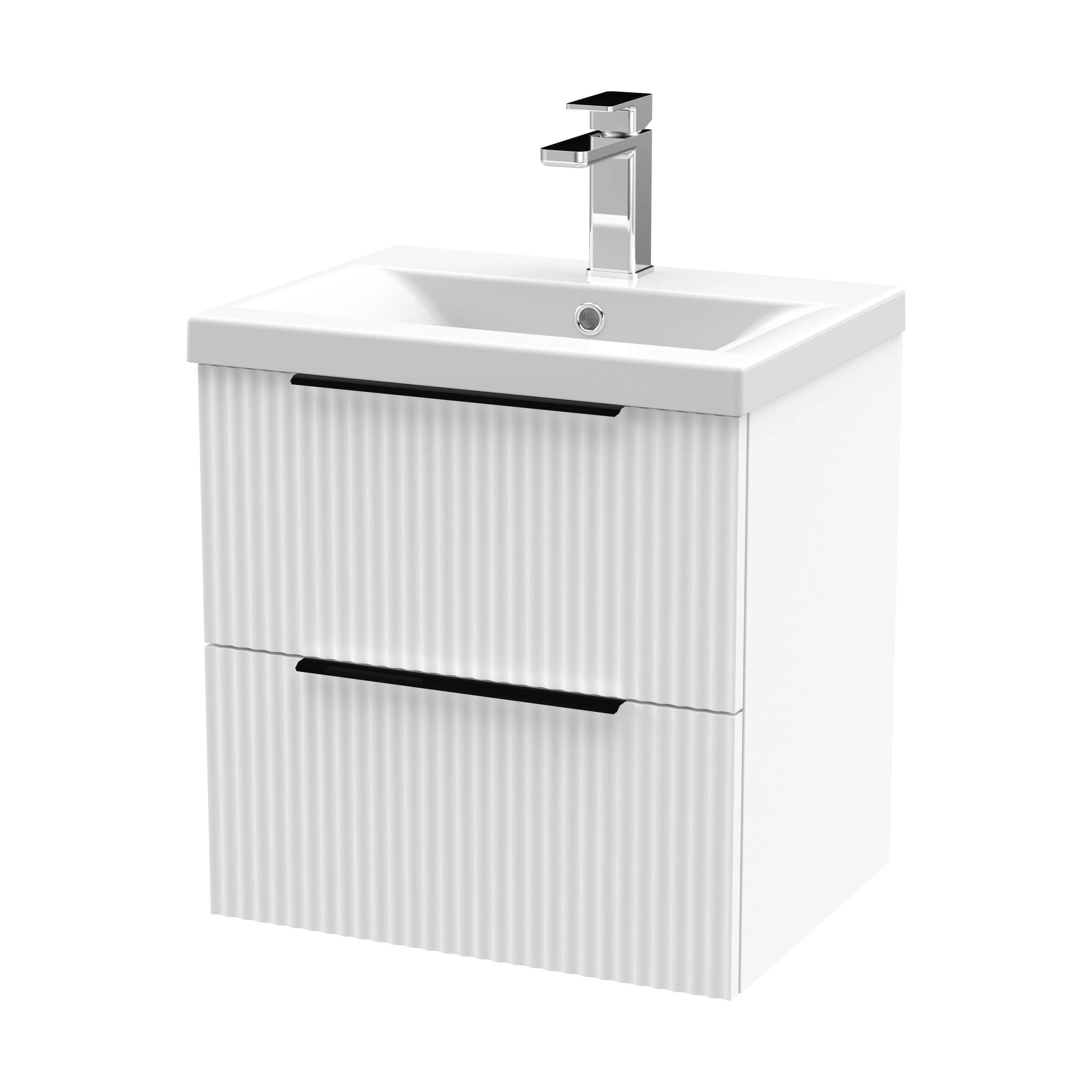 Tixall Fluted Front Wall Hung Vanity Basin Unit 800mm - 1 Drawer - Image 66