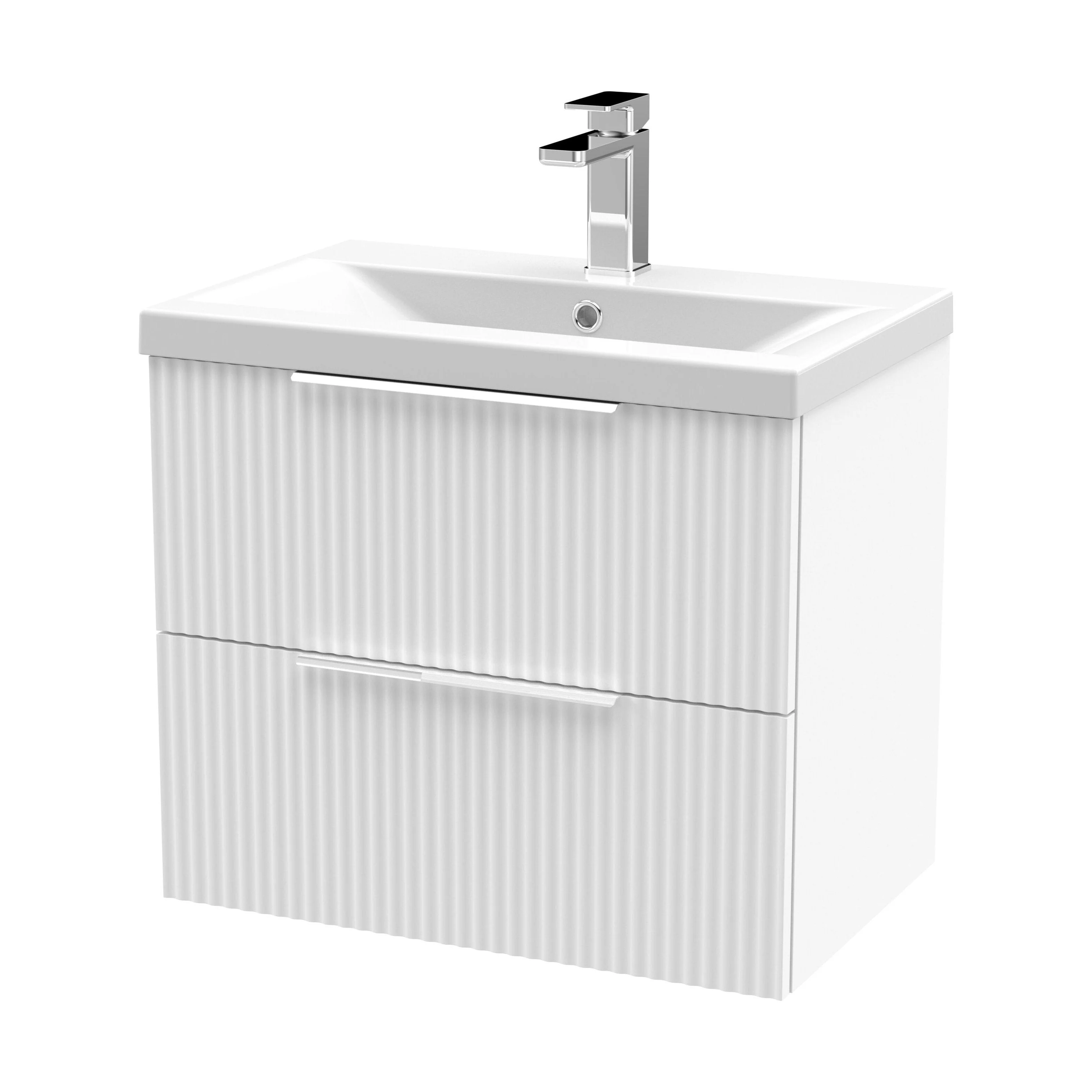 Tixall Fluted Front Wall Hung Vanity Basin Unit 800mm - 1 Drawer - Image 68