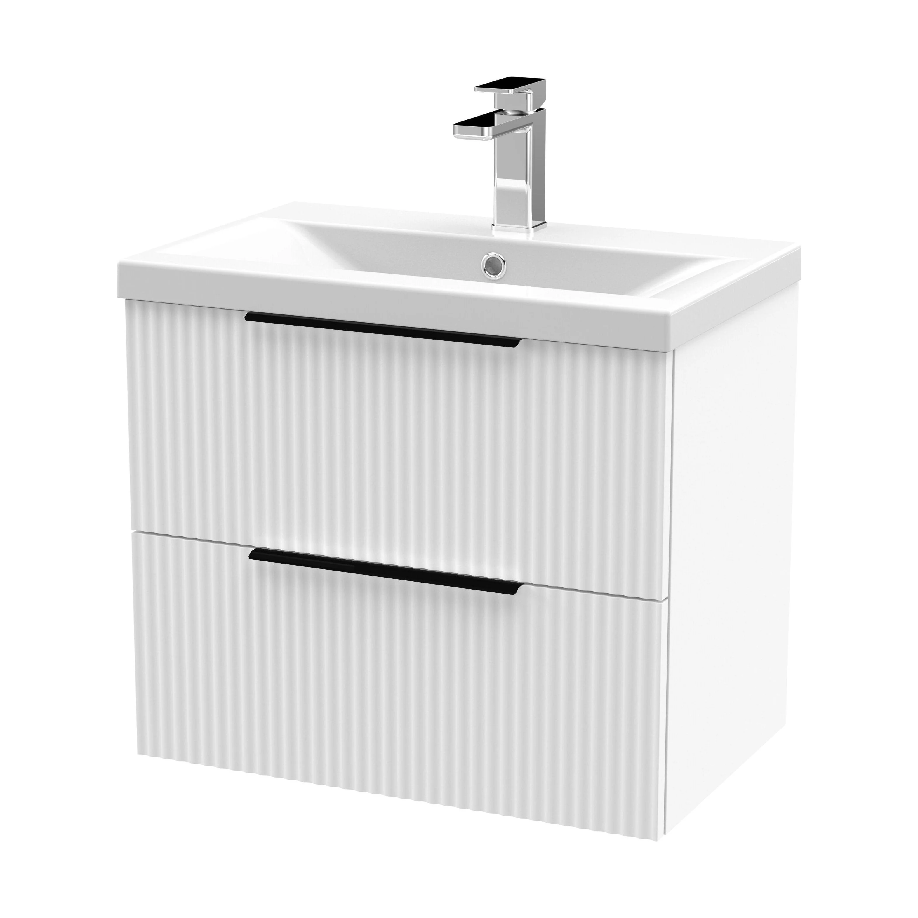 Tixall Fluted Front Wall Hung Vanity Basin Unit 800mm - 1 Drawer - Image 69
