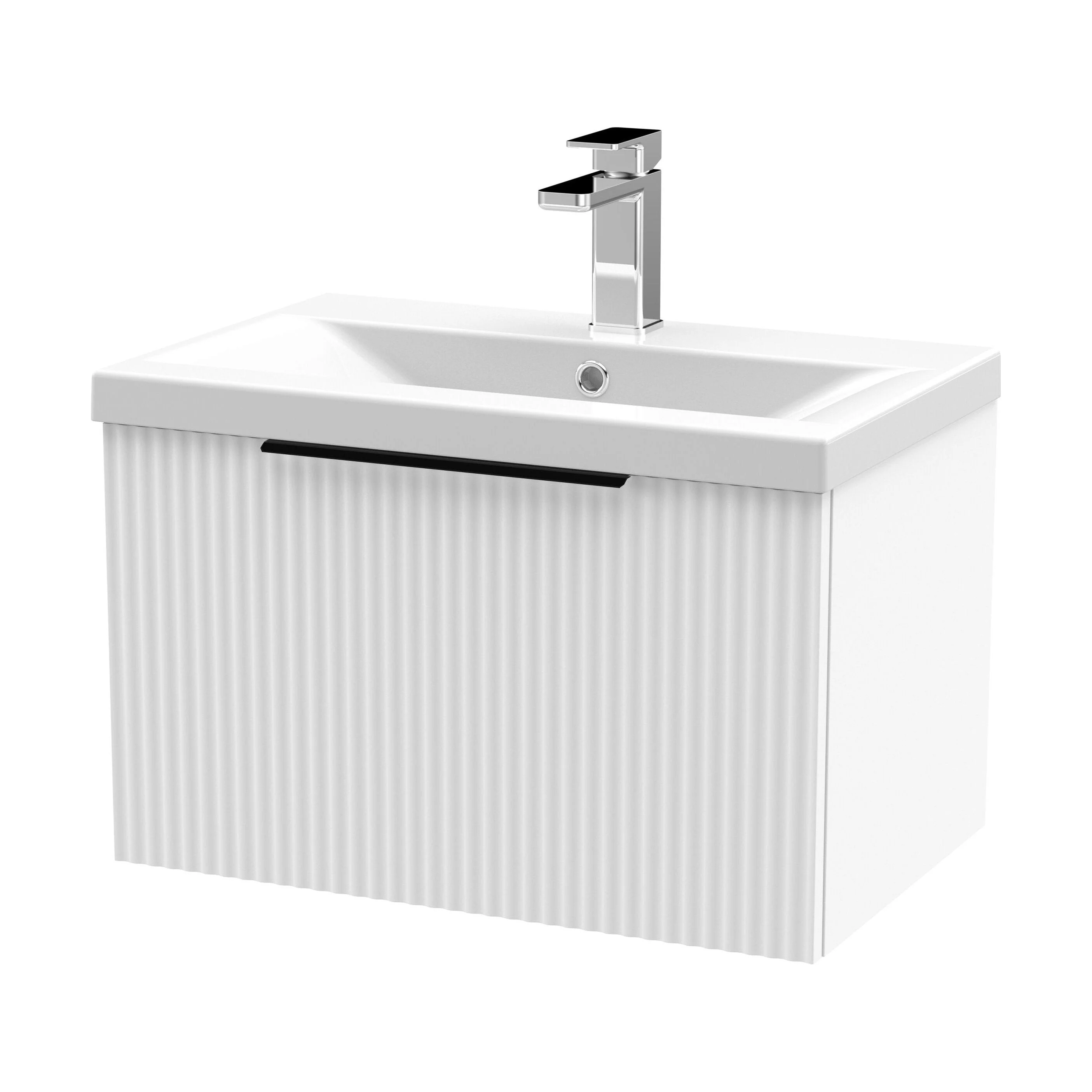 Tixall Fluted Front Wall Hung Vanity Basin Unit 800mm - 1 Drawer - Image 75