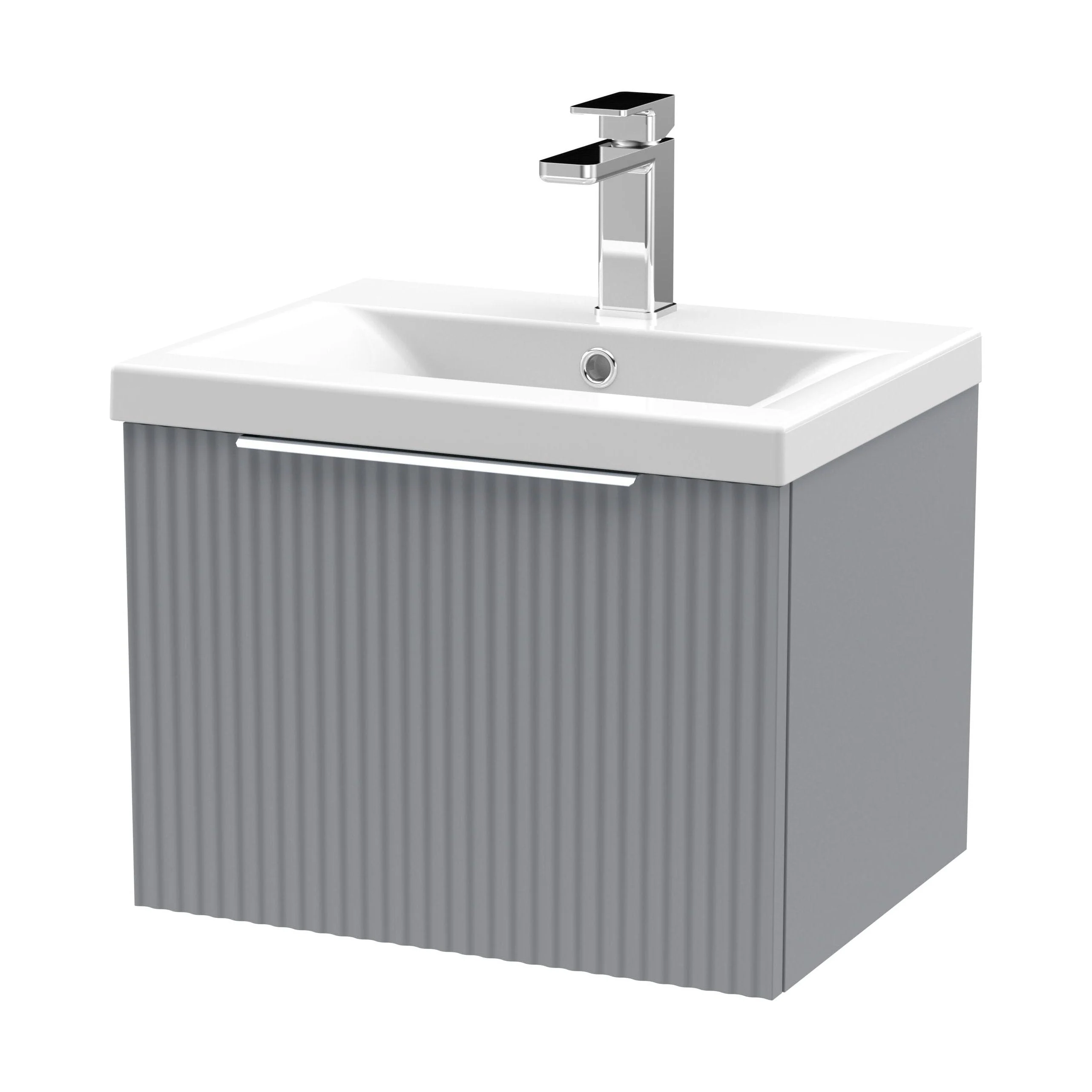 Tixall Fluted Front Wall Hung Vanity Basin Unit 800mm - 1 Drawer - Image 86