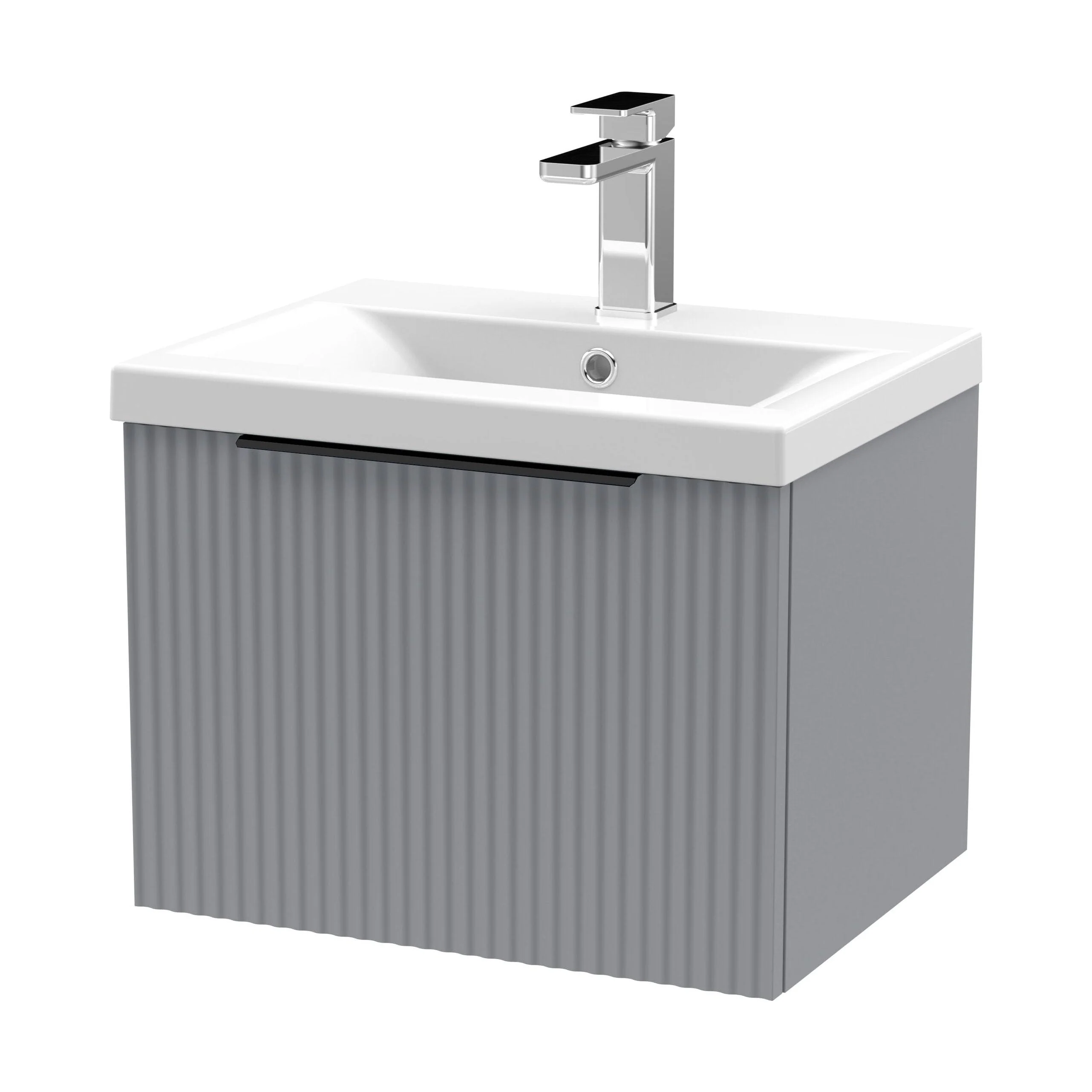 Tixall Fluted Front Wall Hung Vanity Basin Unit 800mm - 1 Drawer - Image 87