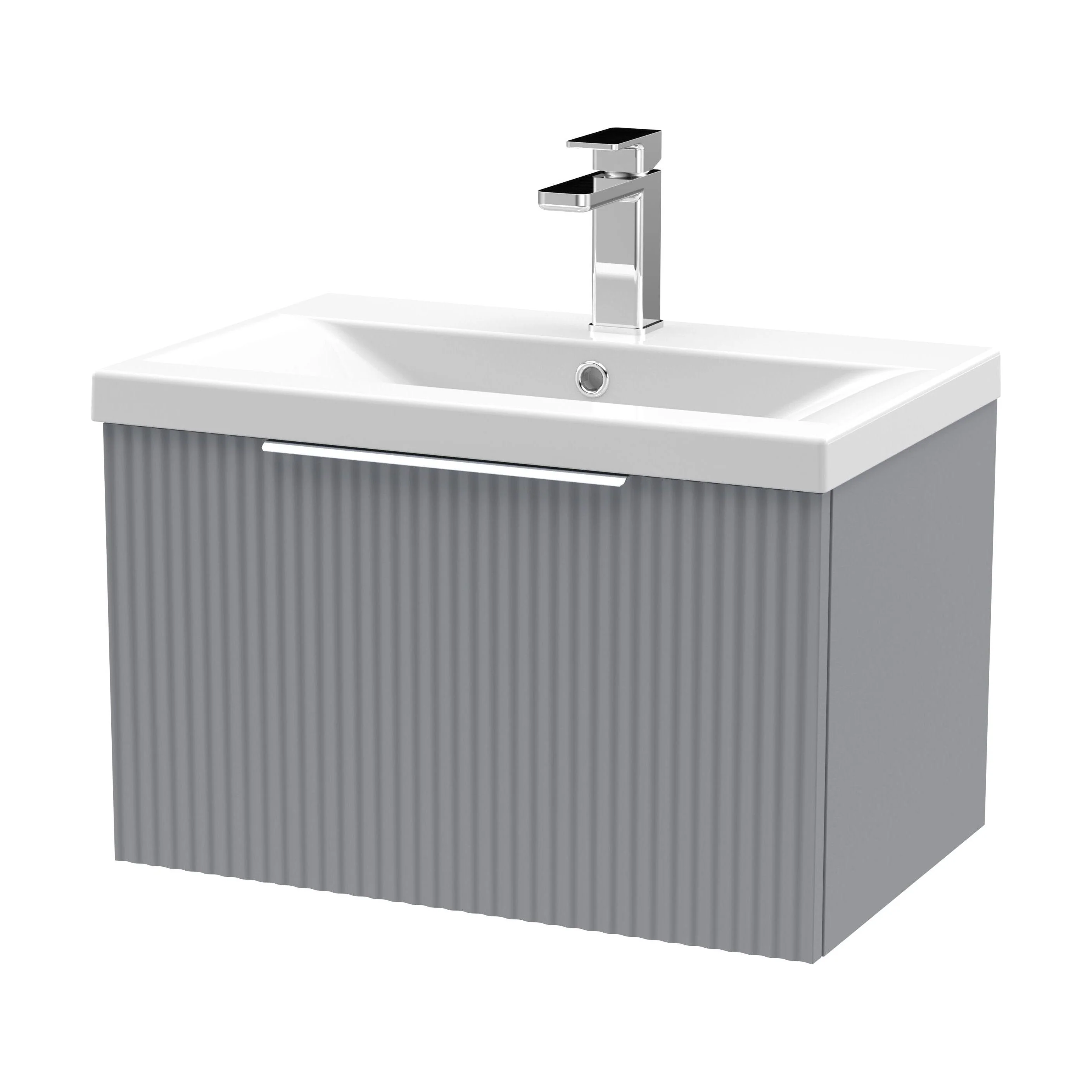 Tixall Fluted Front Wall Hung Vanity Basin Unit 800mm - 1 Drawer - Image 98