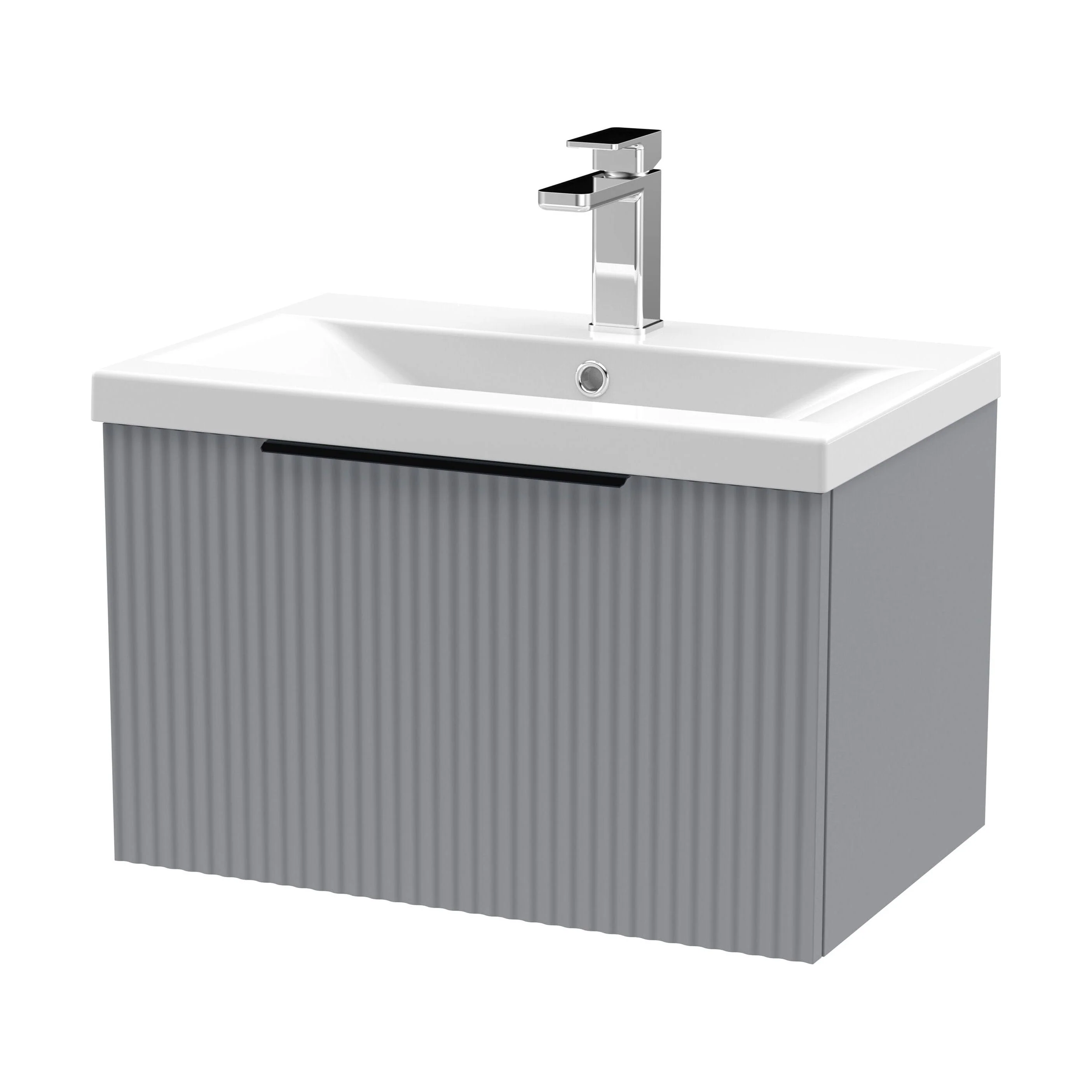 Tixall Fluted Front Wall Hung Vanity Basin Unit 800mm - 1 Drawer - Image 99