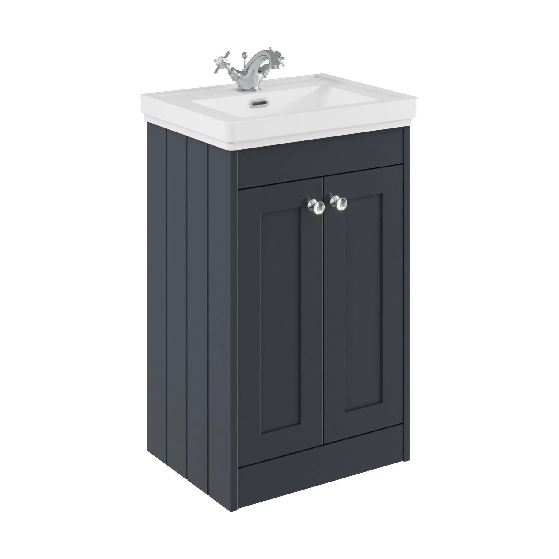 Balterley 500mm Floor Standing 2 Door Unit with Classic Basin 1 Tap Hole - Satin Dark Grey