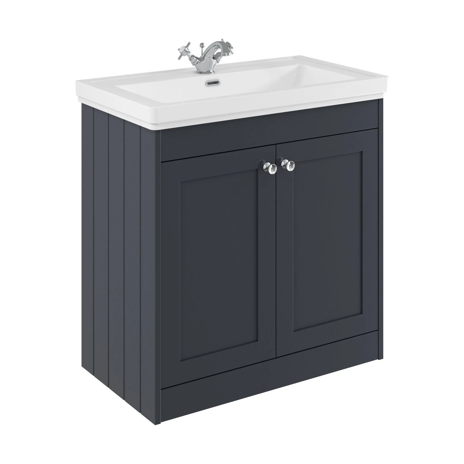 Balterley 800mm Floor Standing 2 Door Unit with Classic Basin 1 Tap Hole - Satin Dark Grey