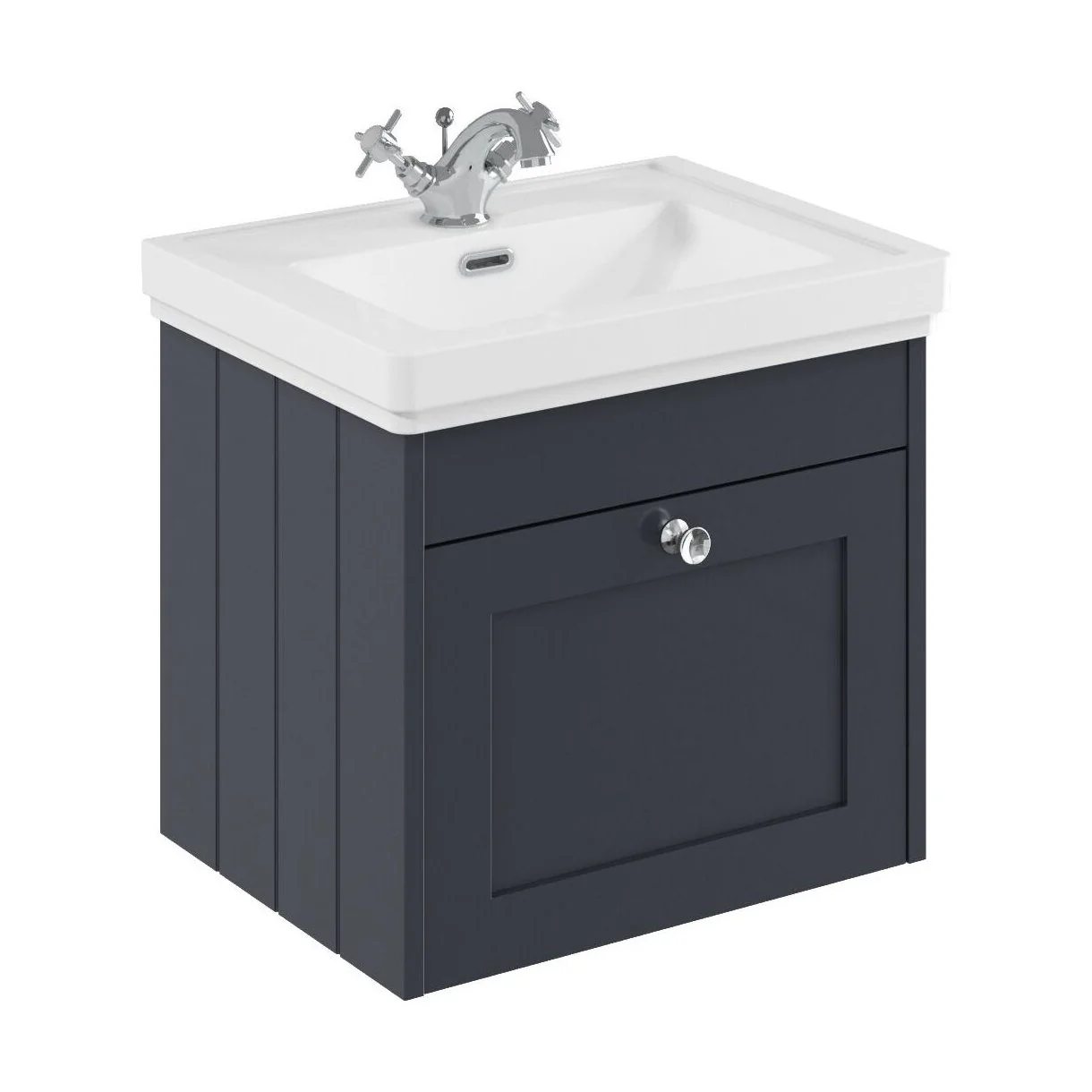 Balterley 500mm Wall Hung 1 Drawer Unit with Classic Basin 1 Tap Hole - Satin Dark Grey