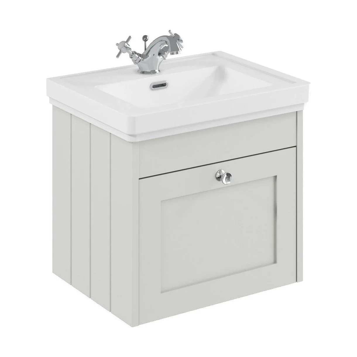Balterley 500mm Wall Hung 1 Drawer Unit with Classic Basin 1 Tap Hole - Satin White