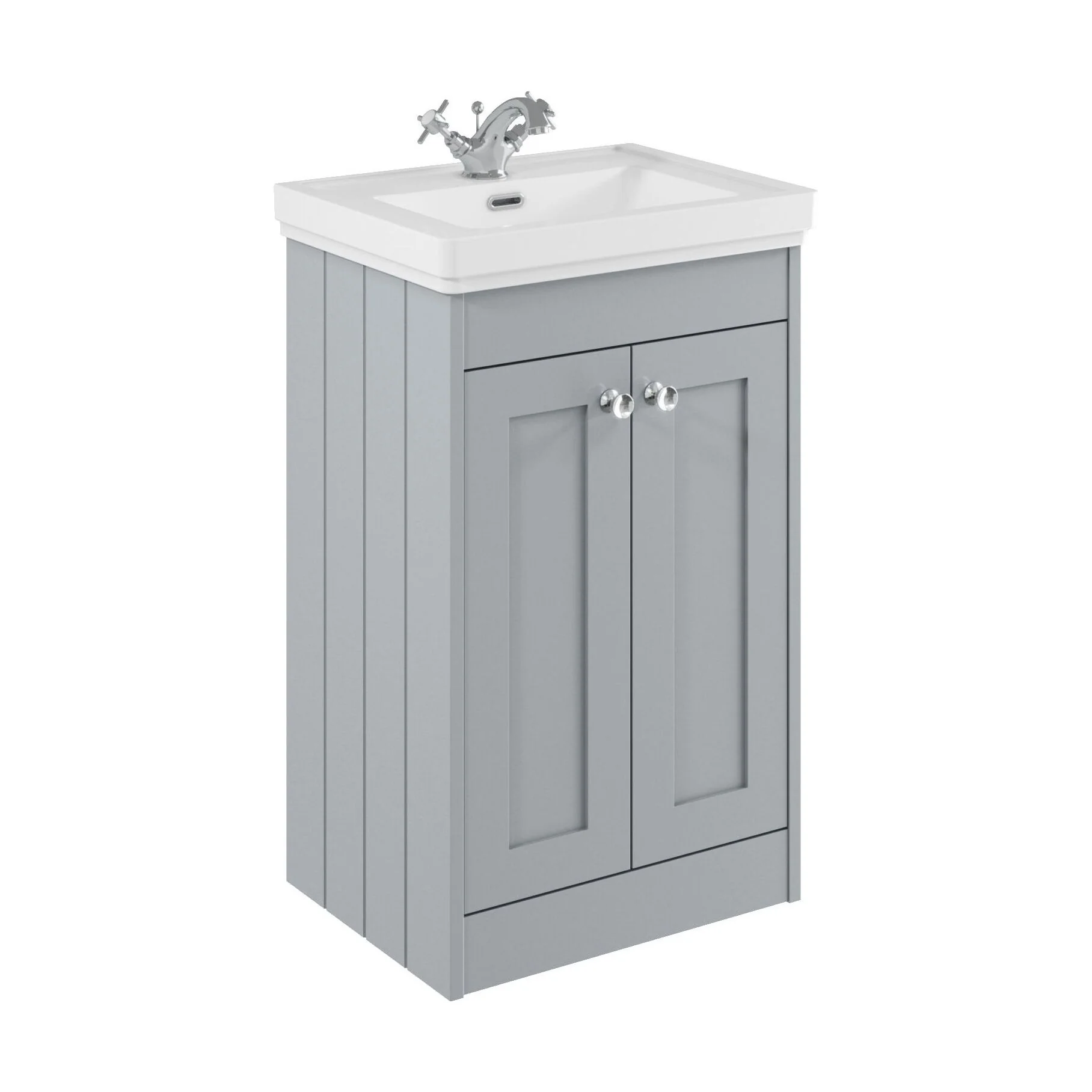 Balterley 500mm Floor Standing 2 Door Unit with Classic Basin 1 Tap Hole - Satin Grey