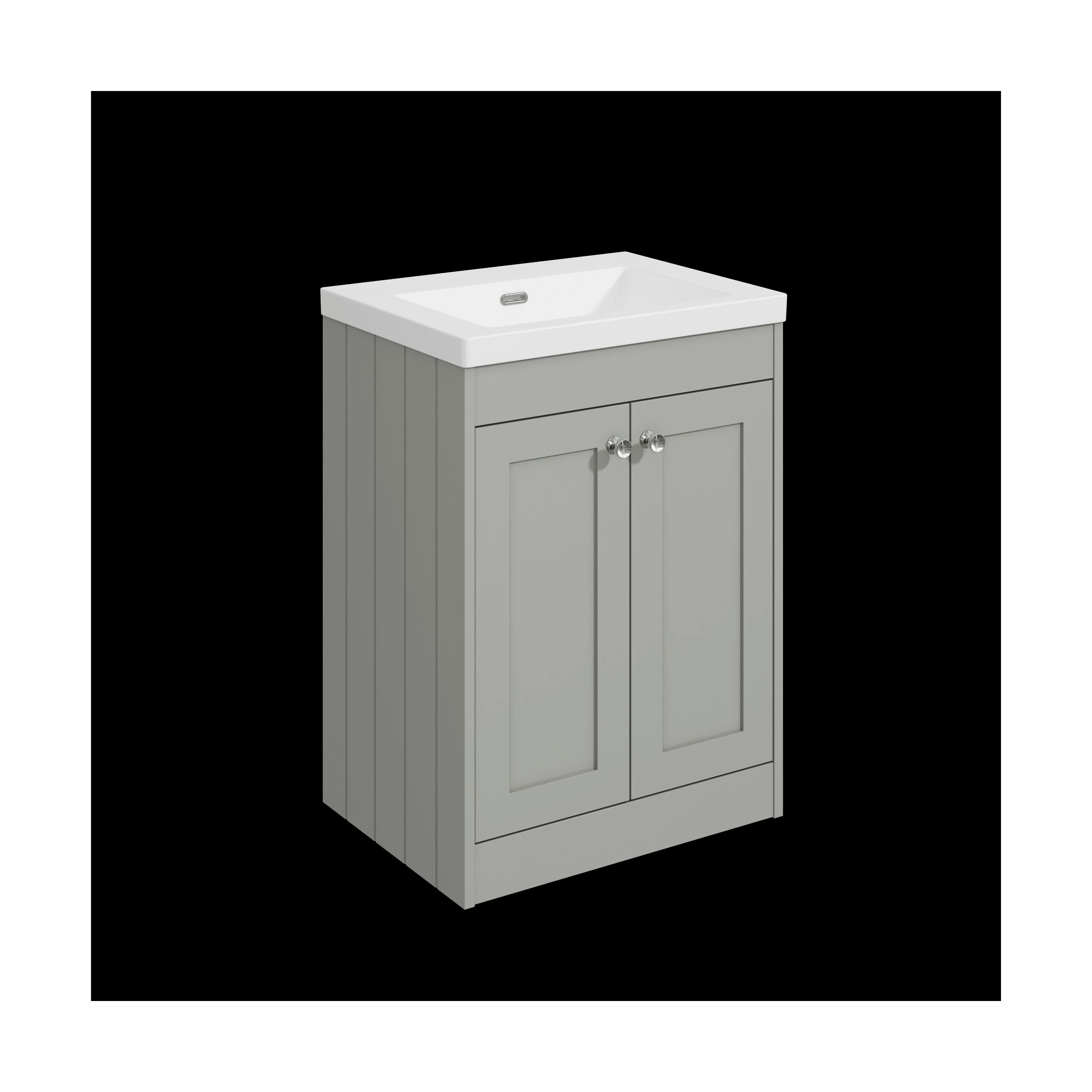 Balterley 600mm Floor Standing 2 Door Unit with Minimalist Basin No Tap Hole - Satin Grey