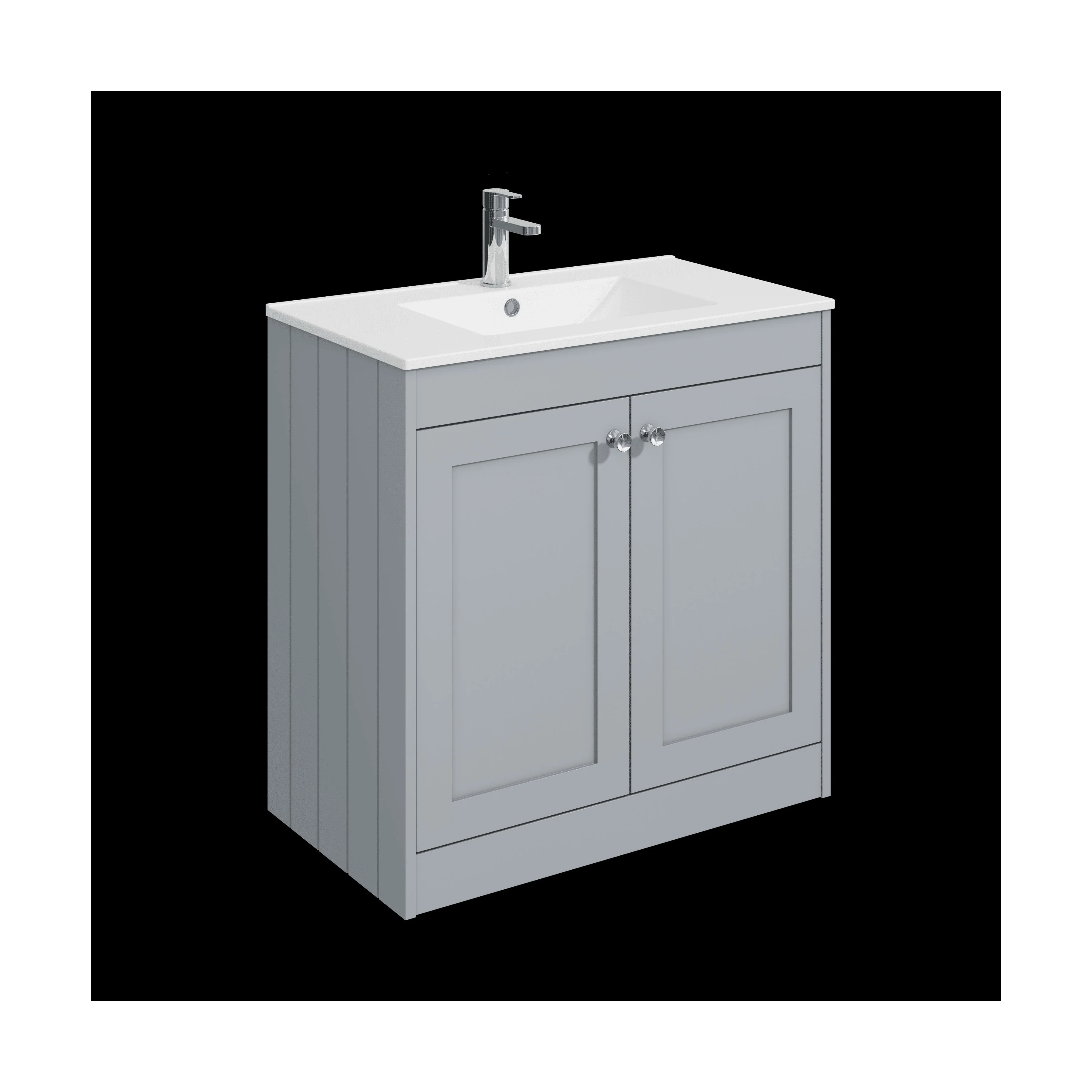 Balterley 800mm Floor Standing 2 Door Unit with Minimalist Basin 1 Tap Hole - Satin Grey