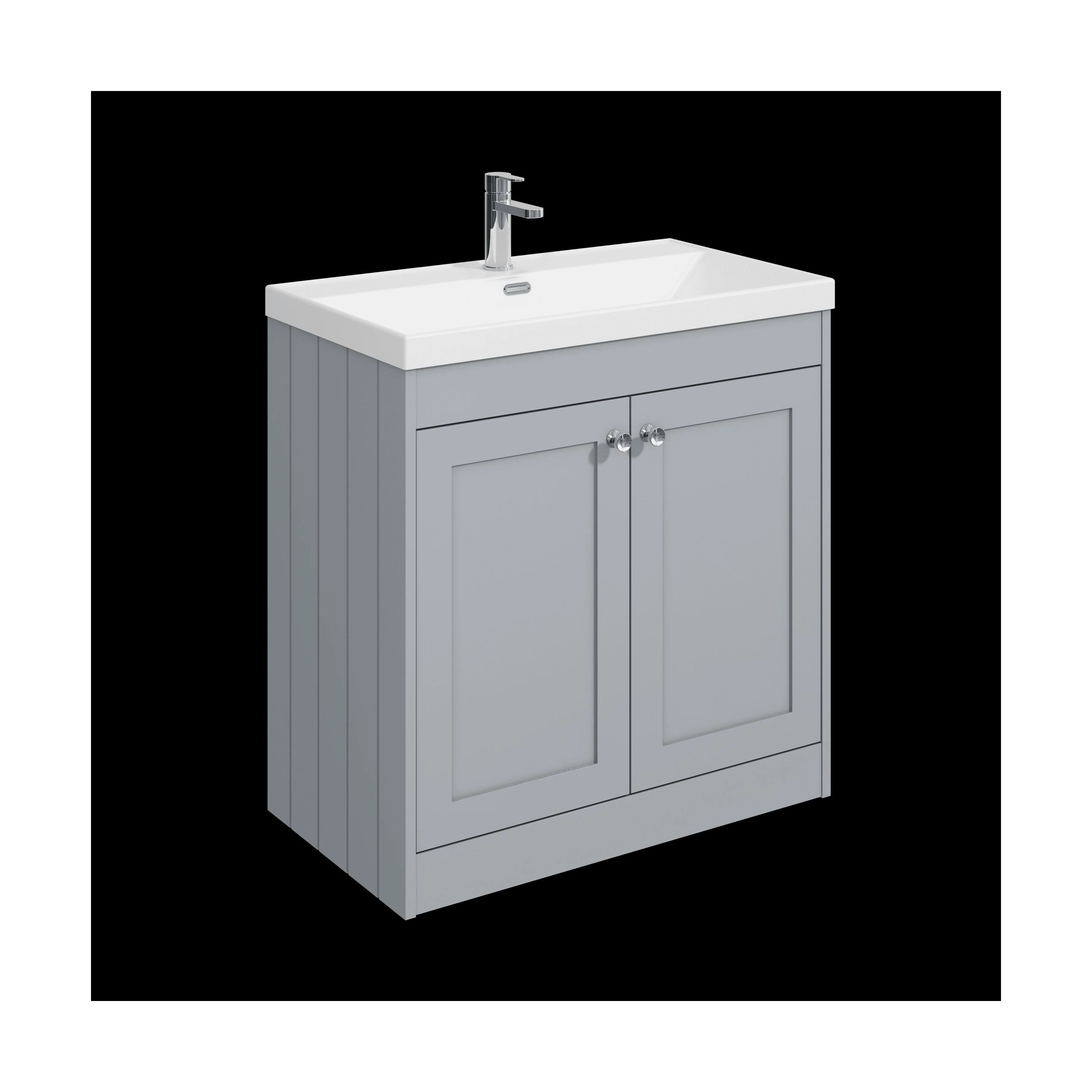 Balterley 800mm Floor Standing 2 Door Unit with Thin Edge Basin 1 Tap Hole - Satin Grey