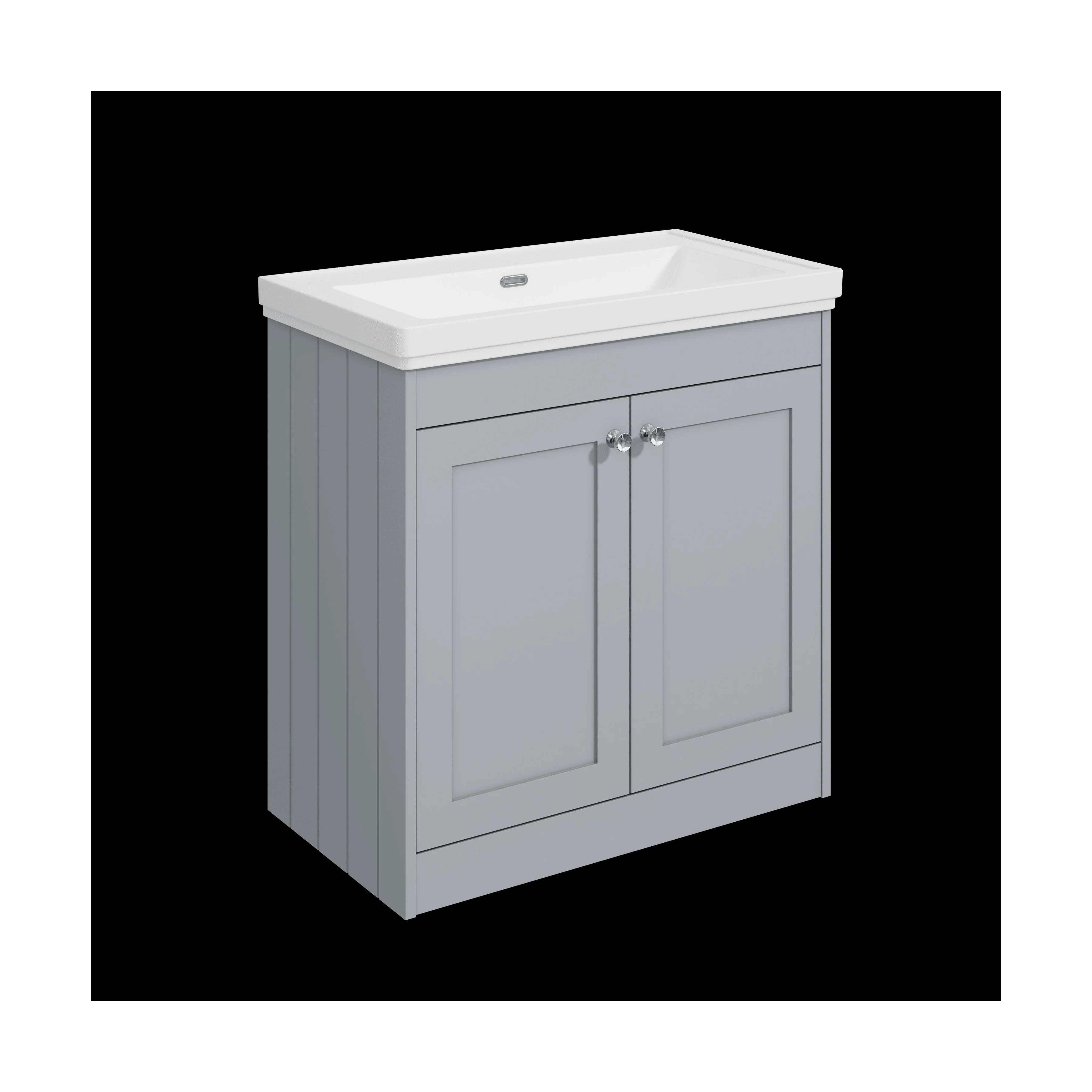 Balterley 800mm Floor Standing 2 Door Unit with Classic Basin No Tap Hole - Satin Grey