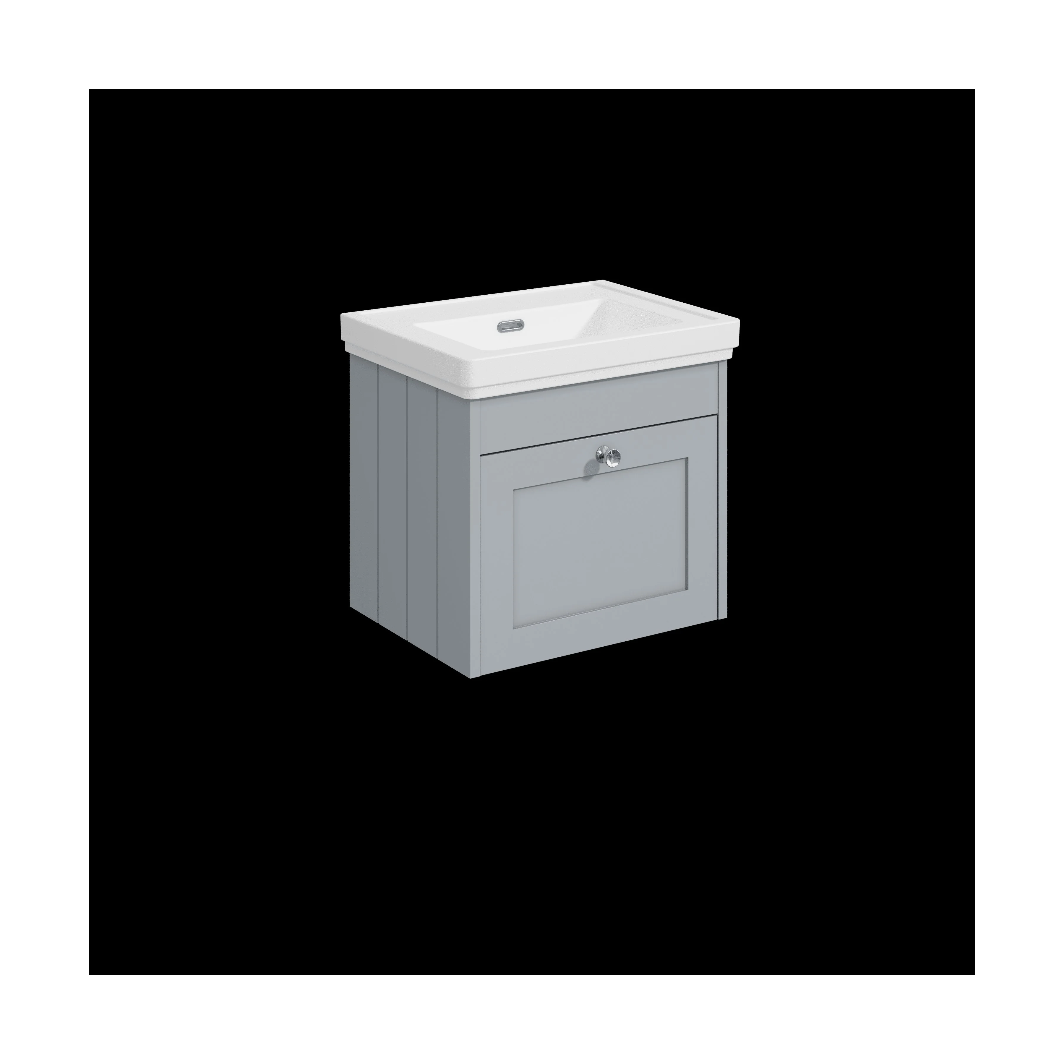 Balterley 500mm Wall Hung 1 Drawer Unit with Classic Basin No Tap Hole - Satin Grey
