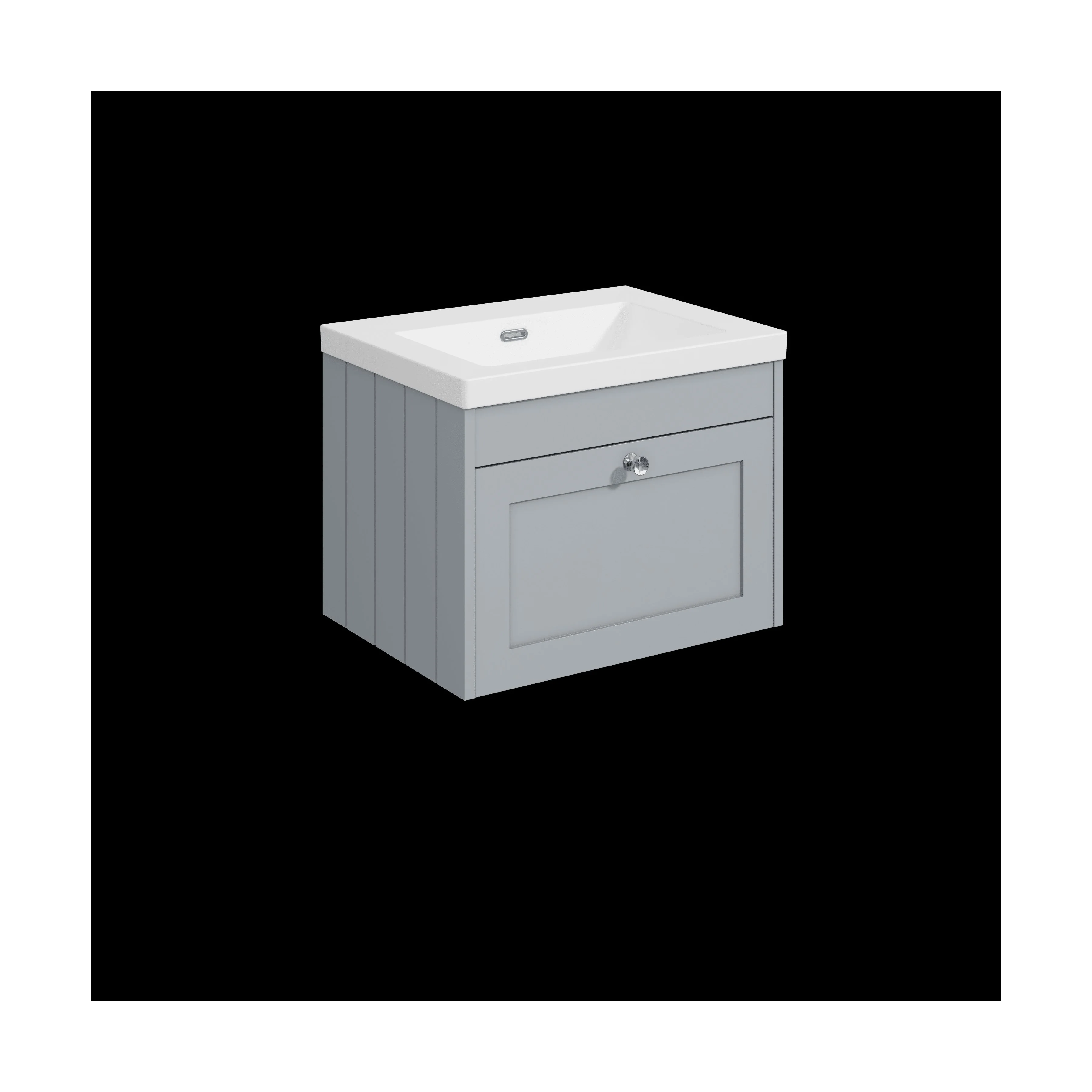 Balterley 600mm Wall Hung 1 Drawer Unit with Minimalist Basin No Tap Hole - Satin Grey