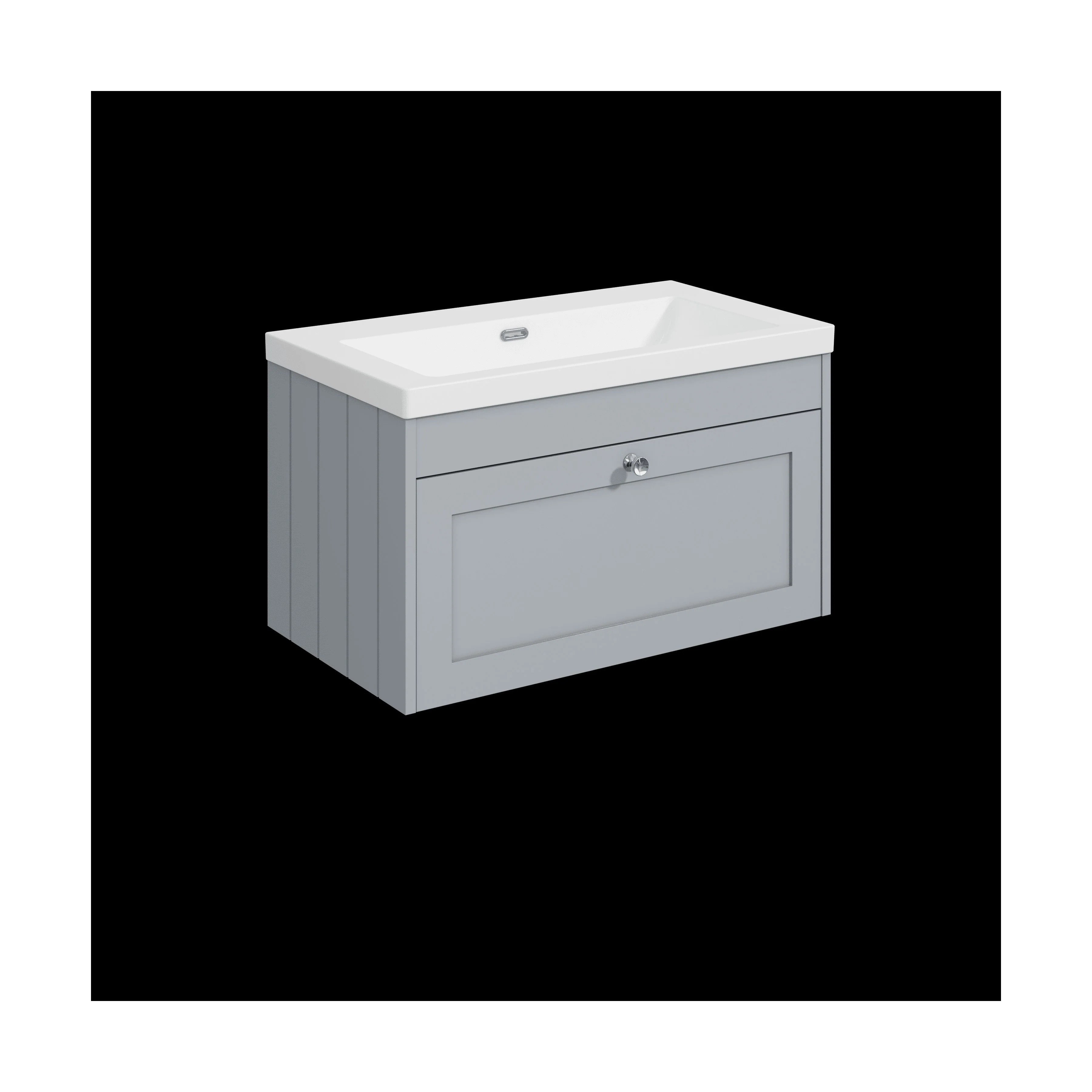 Balterley 800mm Wall Hung 1 Drawer Unit with Minimalist Basin No Tap Hole - Satin Grey