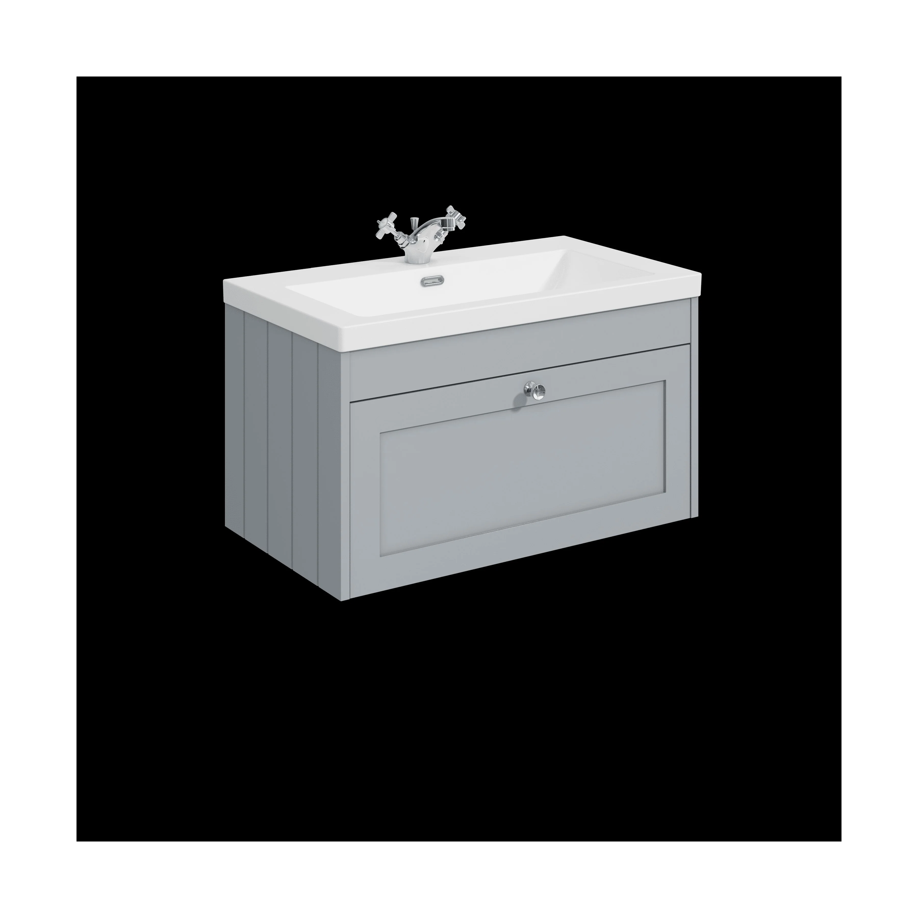 Balterley 800mm Wall Hung 1 Drawer Unit & Minimalist Basin 1 Tap Hole - Satin Grey